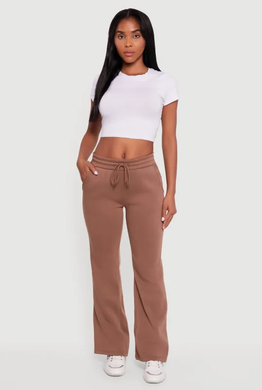 Drawstring Waist Fleece Lined Boot Cut Sweatpants sold by Rainbow