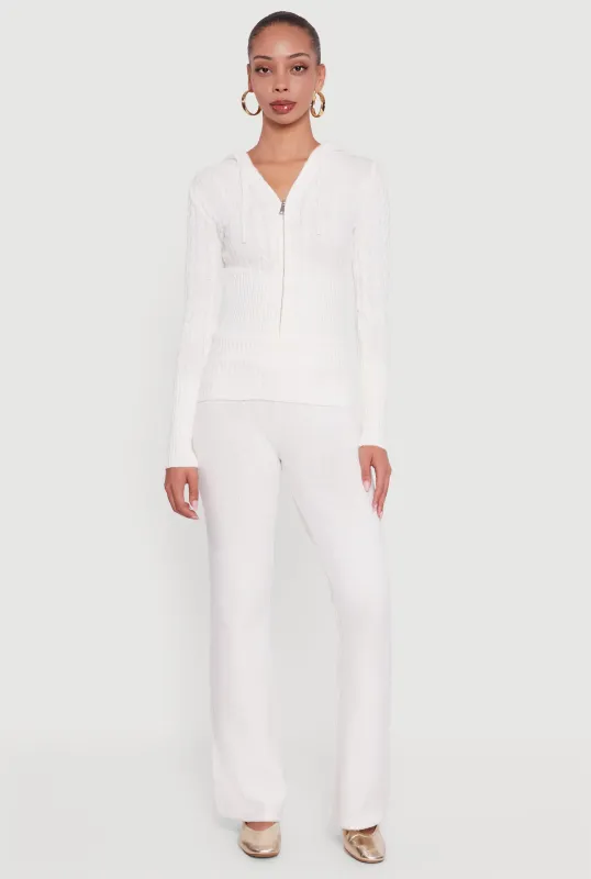 Almost Famous Brushed Knit Fold Over Flare Pants sold by Rainbow