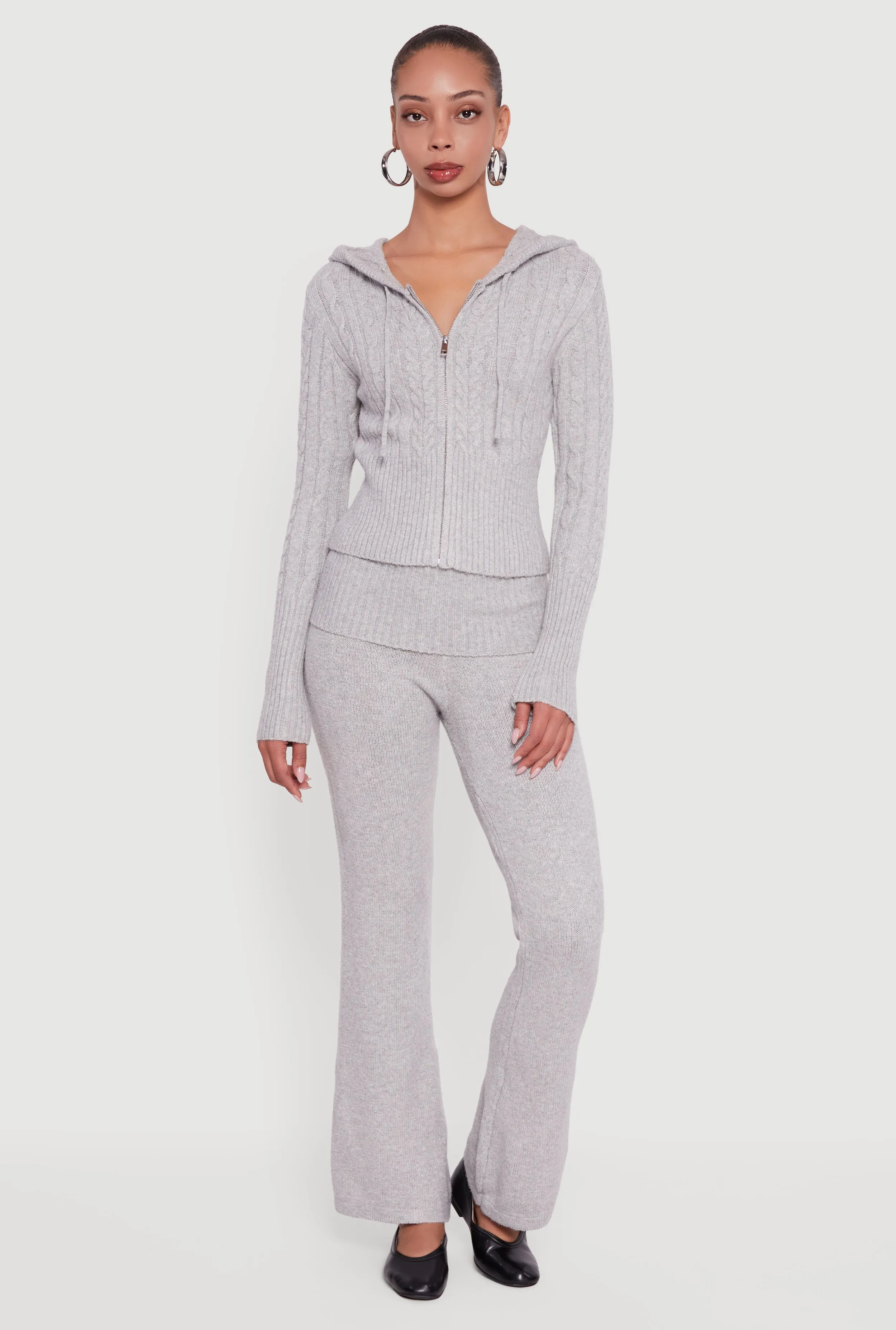 Almost Famous Brushed Knit Fold Over Flare Pants sold by Rainbow