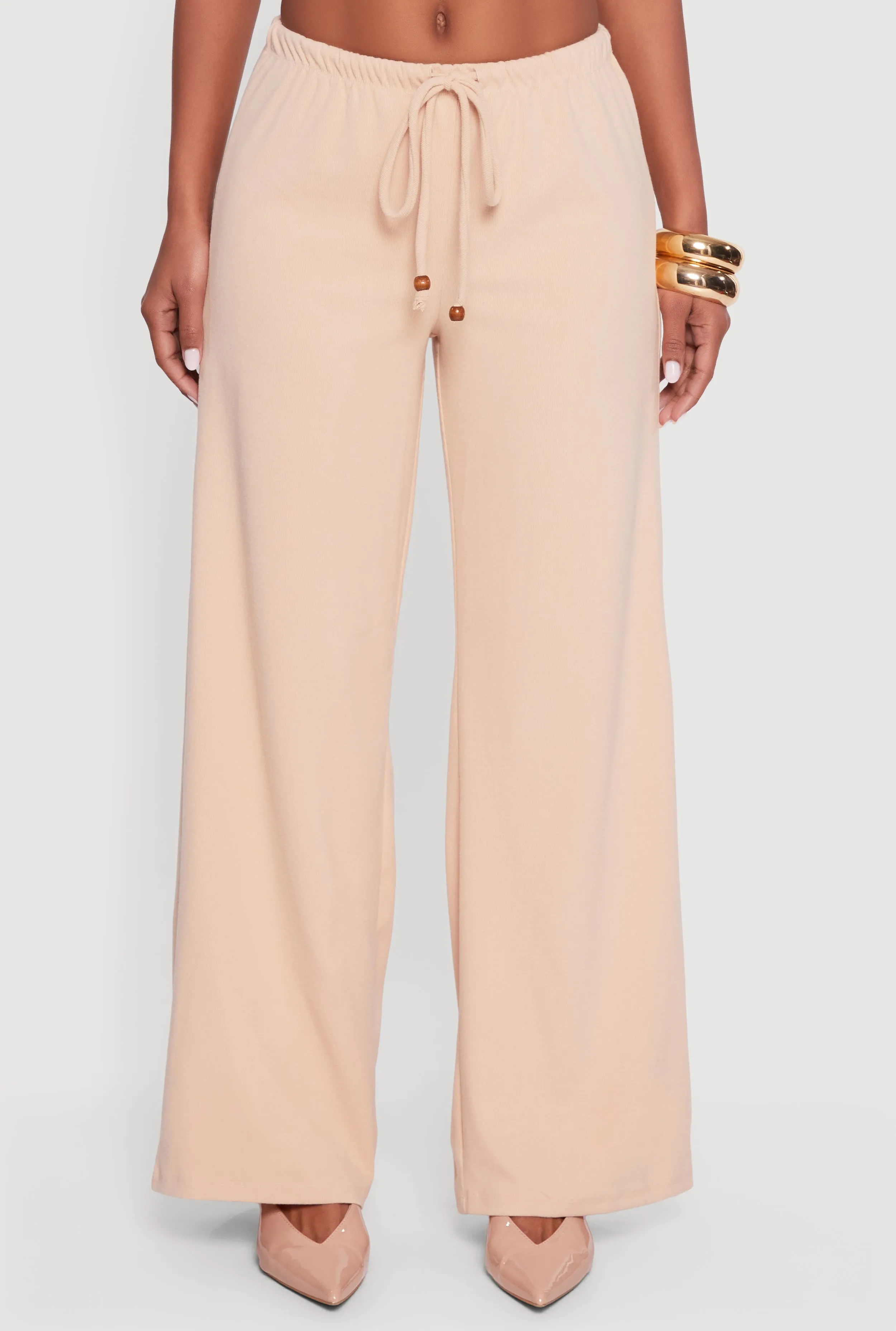 Haute Monde Brushed Knit Drawstring Waist Wide Leg Pants sold by Rainbow product image thumbnail 3