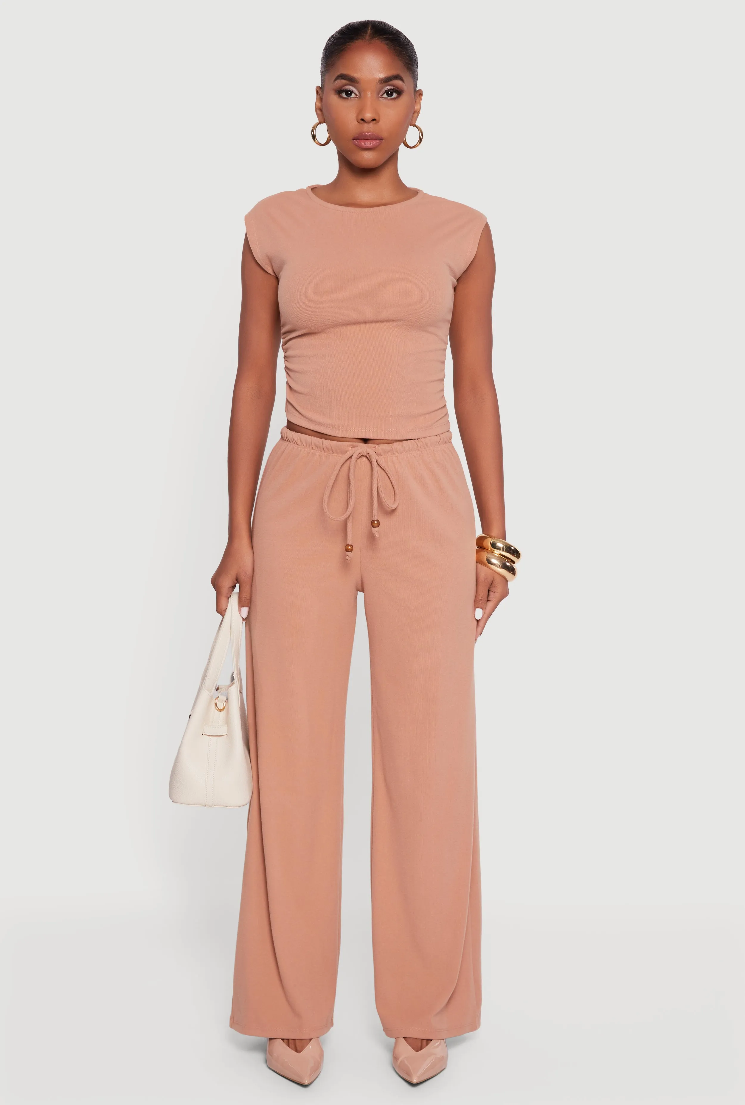 Haute Monde Brushed Knit Drawstring Waist Wide Leg Pants sold by Rainbow product image thumbnail 2