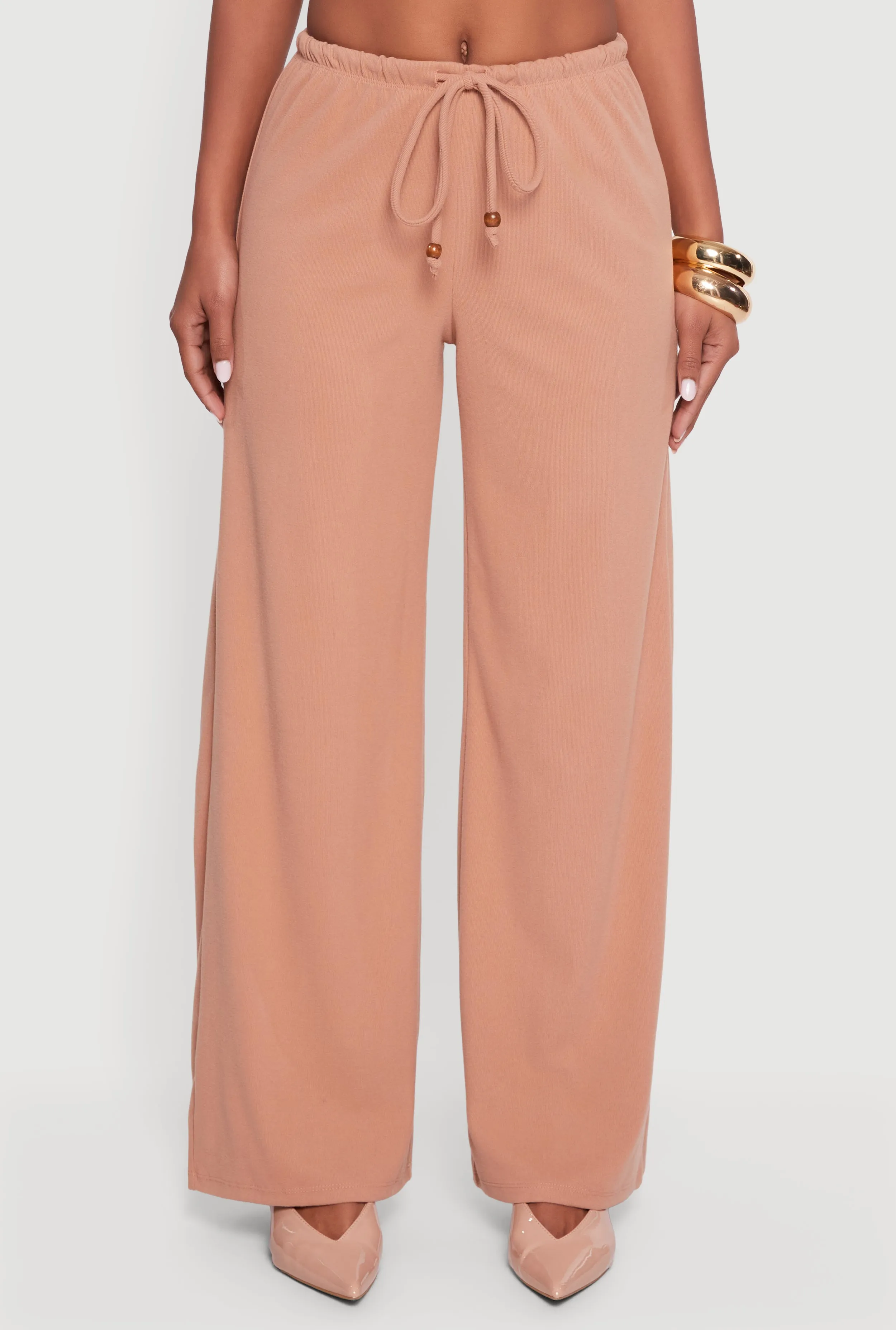 Haute Monde Brushed Knit Drawstring Waist Wide Leg Pants sold by Rainbow product image thumbnail 3