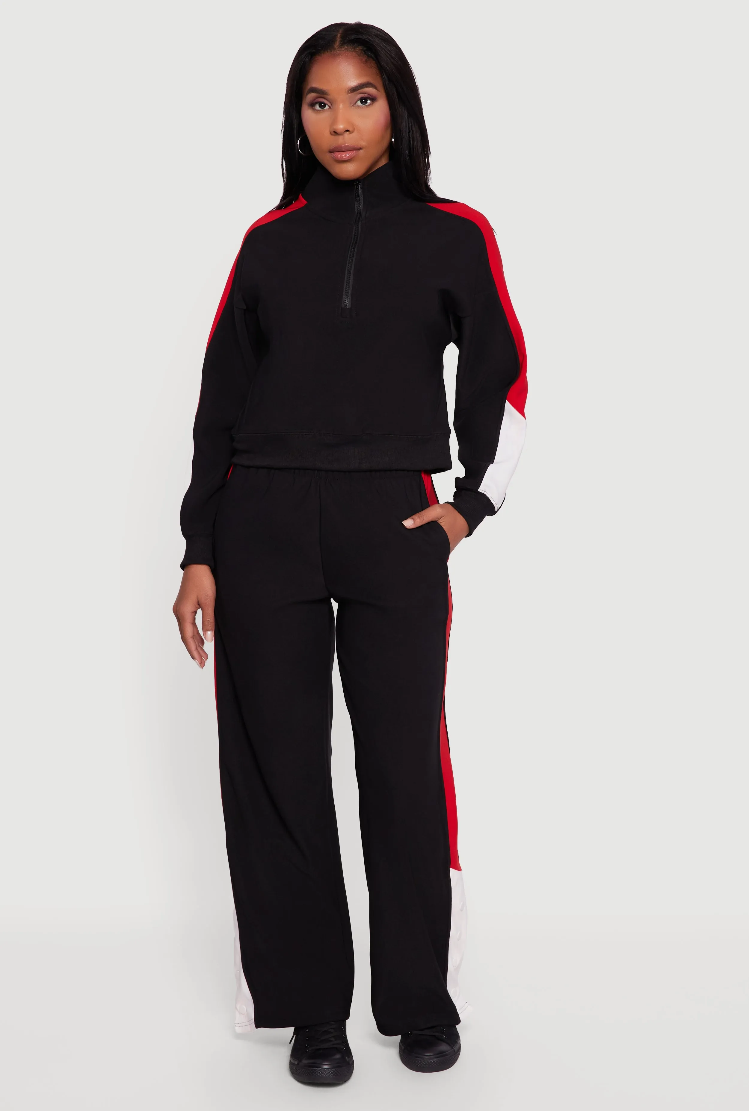 Color Block Snap Button Side Track Pants sold by Rainbow product image thumbnail 2