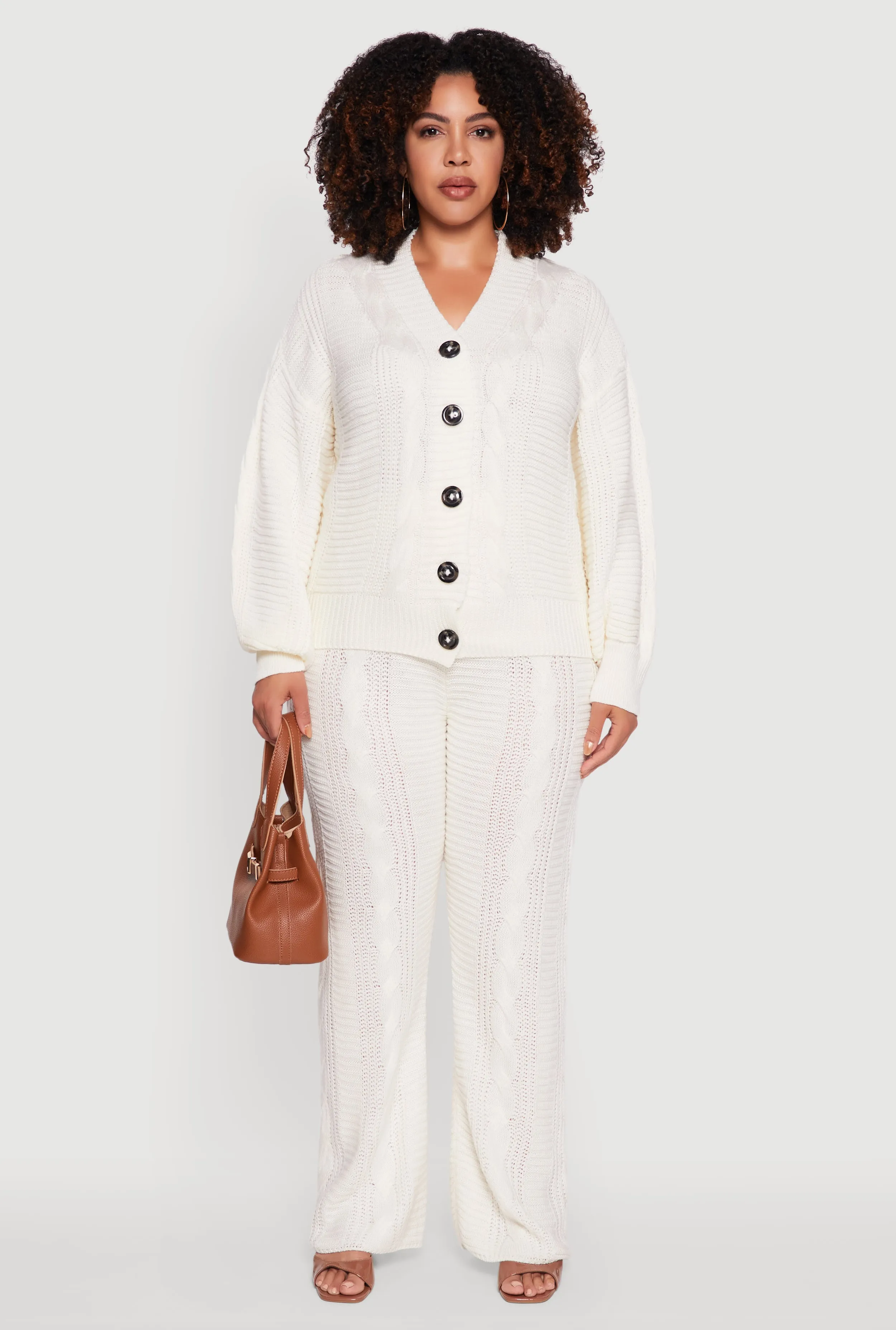 Plus Size High Waisted Cable Knit Pants sold by Rainbow product image thumbnail 2