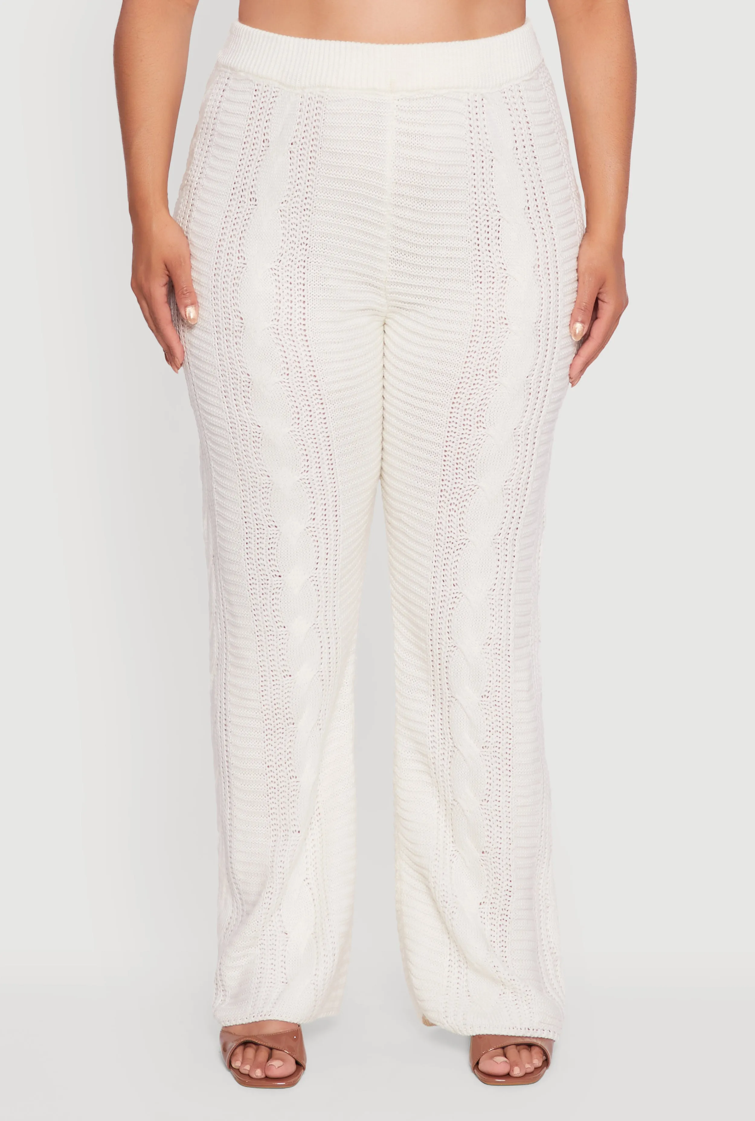 Plus Size High Waisted Cable Knit Pants sold by Rainbow product image thumbnail 3