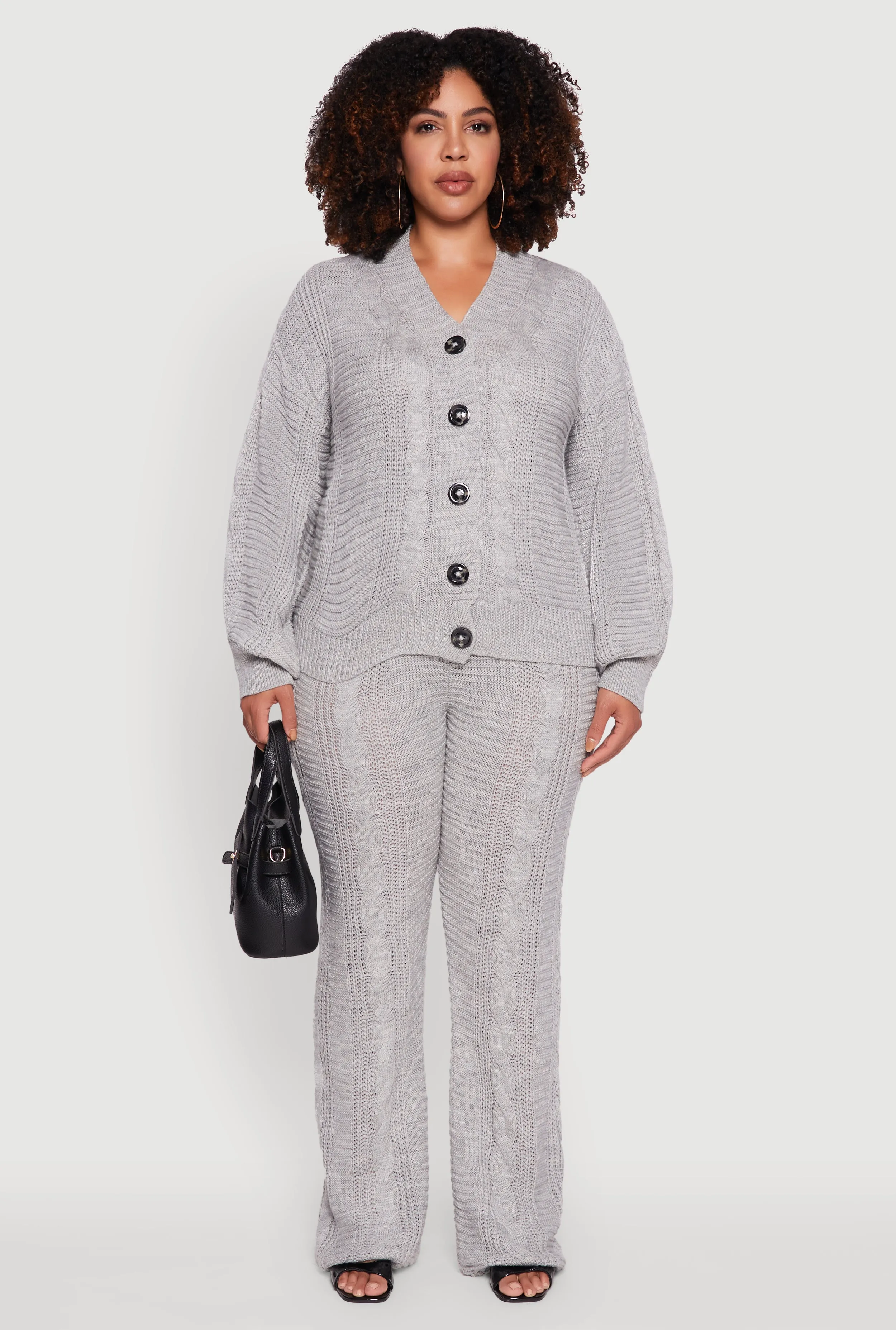 Plus Size High Waisted Cable Knit Pants sold by Rainbow product image thumbnail 2