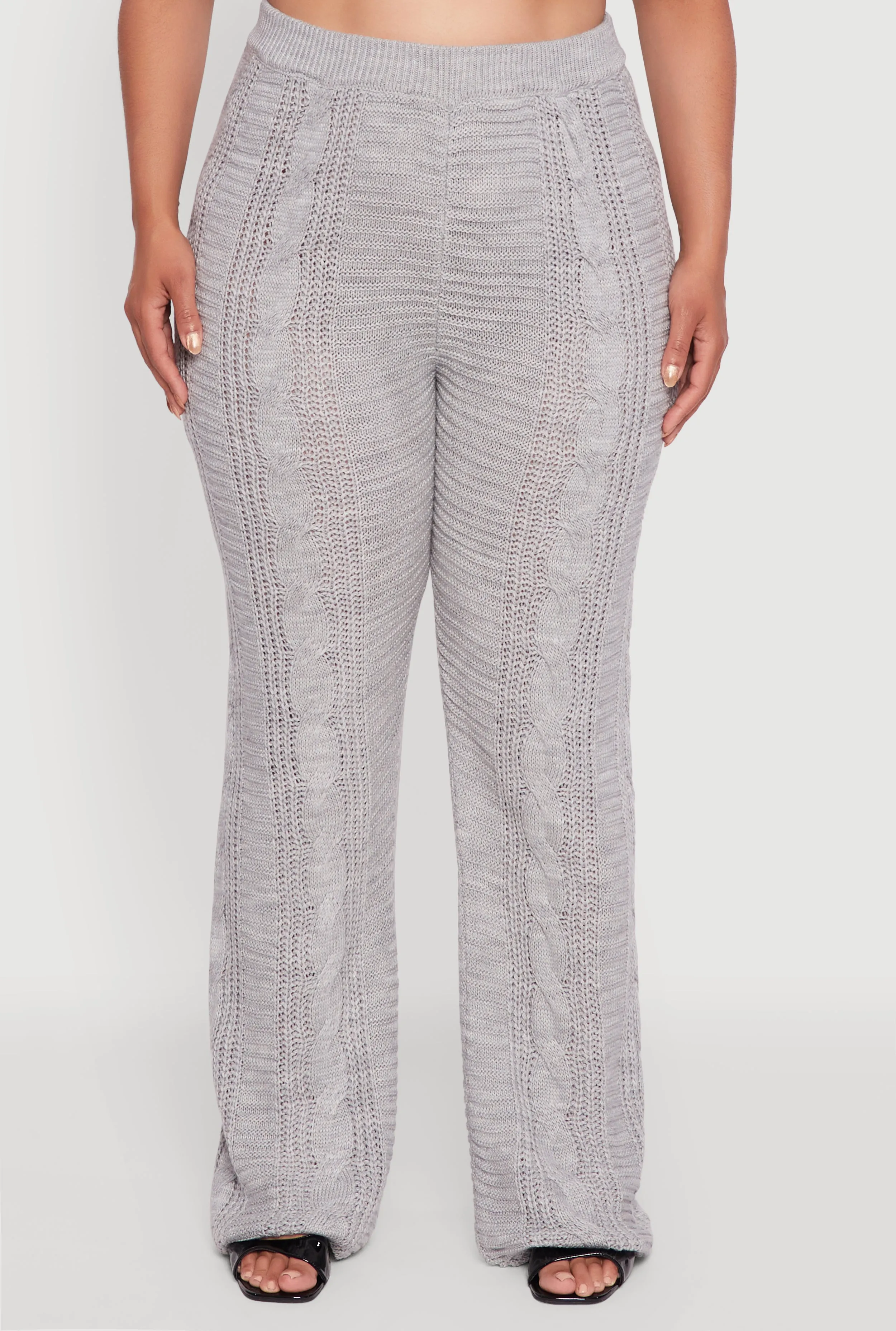 Plus Size High Waisted Cable Knit Pants sold by Rainbow product image thumbnail 3