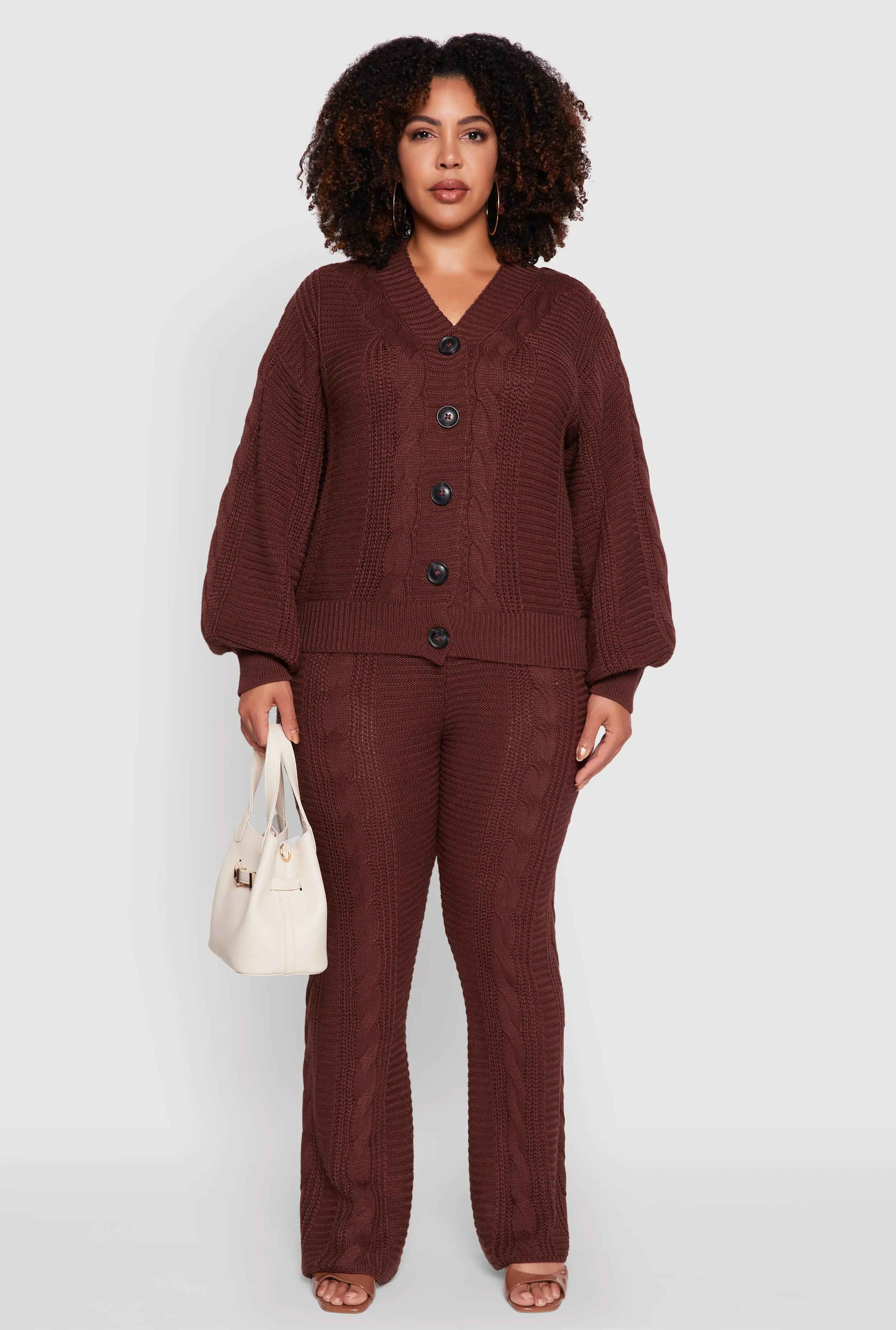 Plus Size High Waisted Cable Knit Pants sold by Rainbow product image thumbnail 2