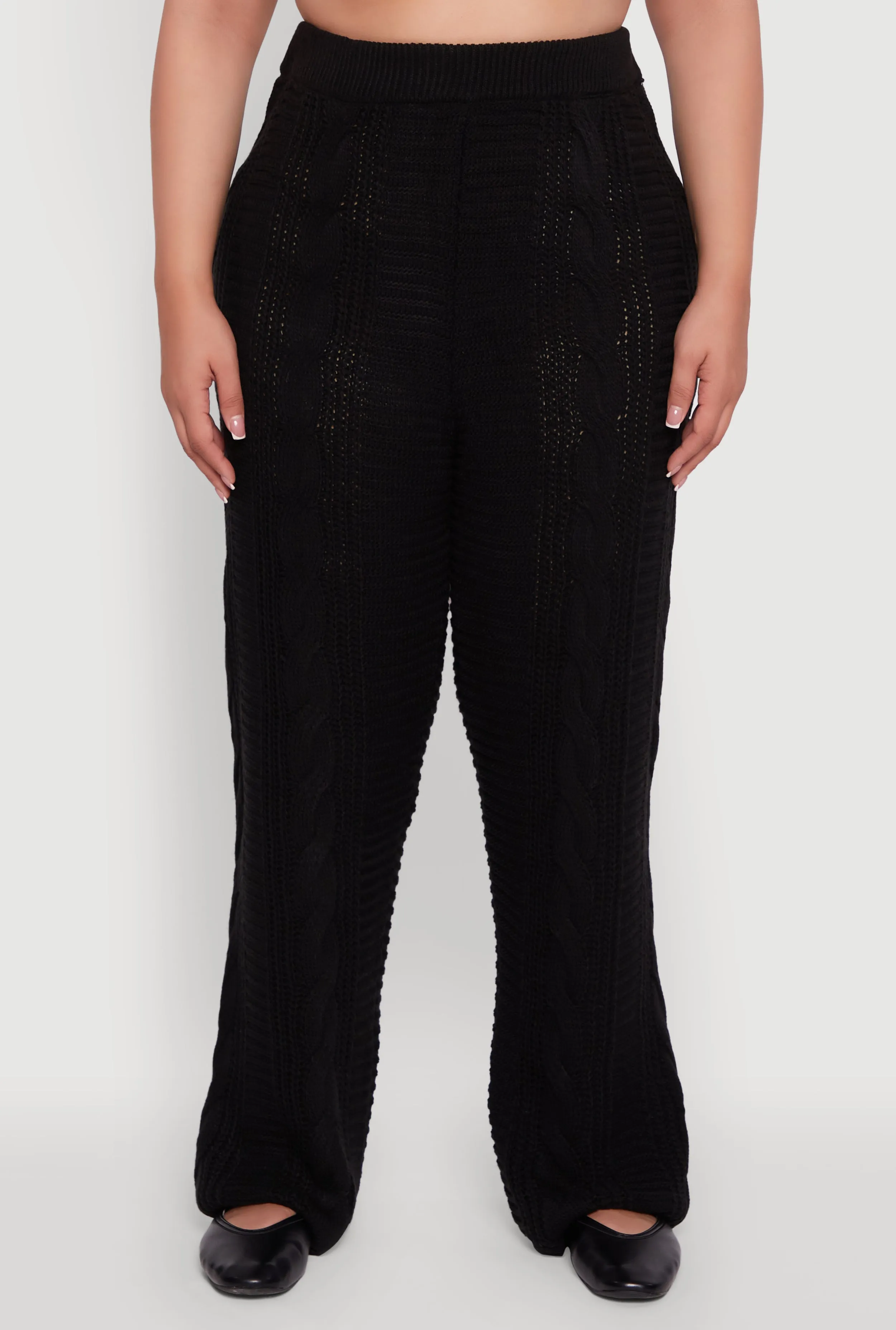 Plus Size High Waisted Cable Knit Pants sold by Rainbow product image thumbnail 3
