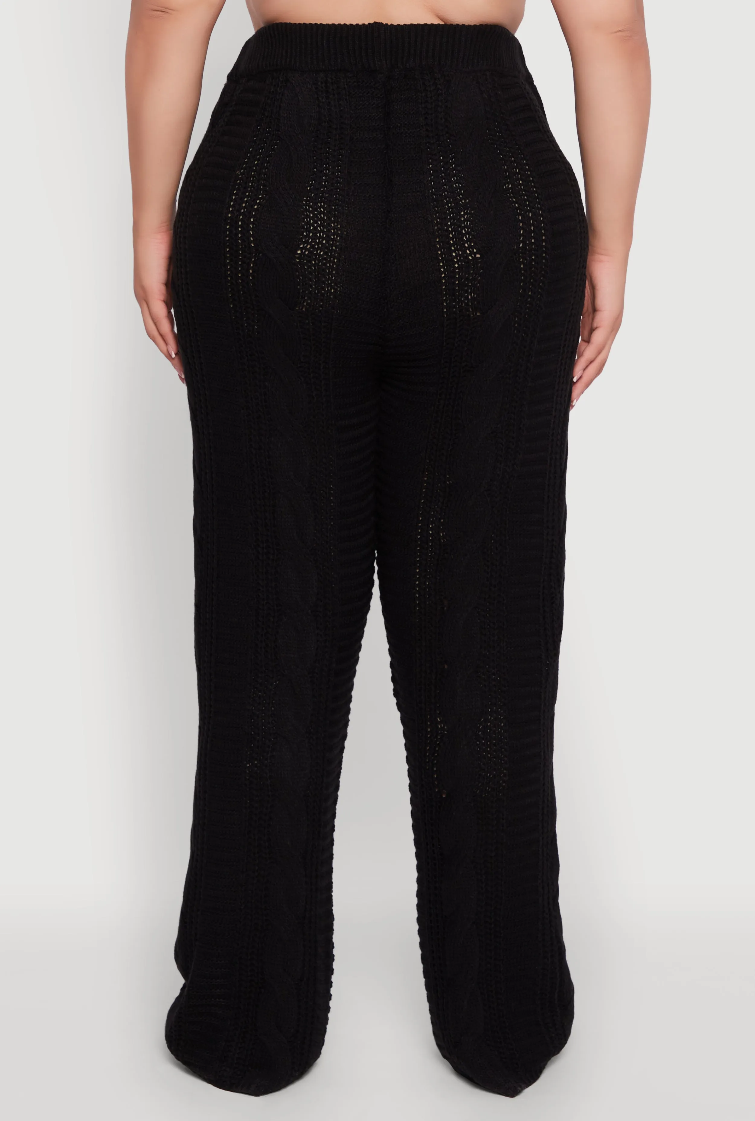 Plus Size High Waisted Cable Knit Pants sold by Rainbow product image thumbnail 5