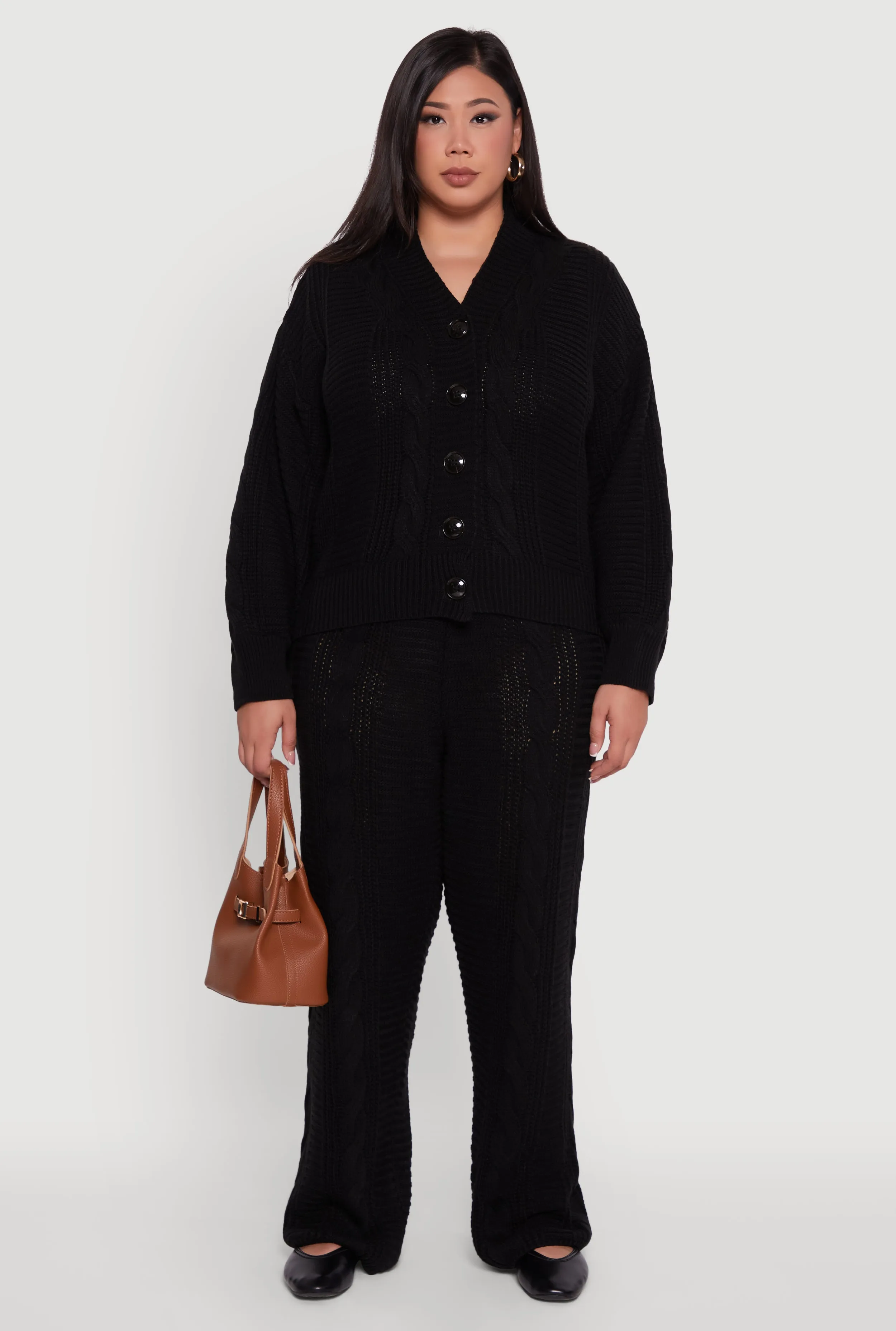 Plus Size High Waisted Cable Knit Pants sold by Rainbow product image thumbnail 2