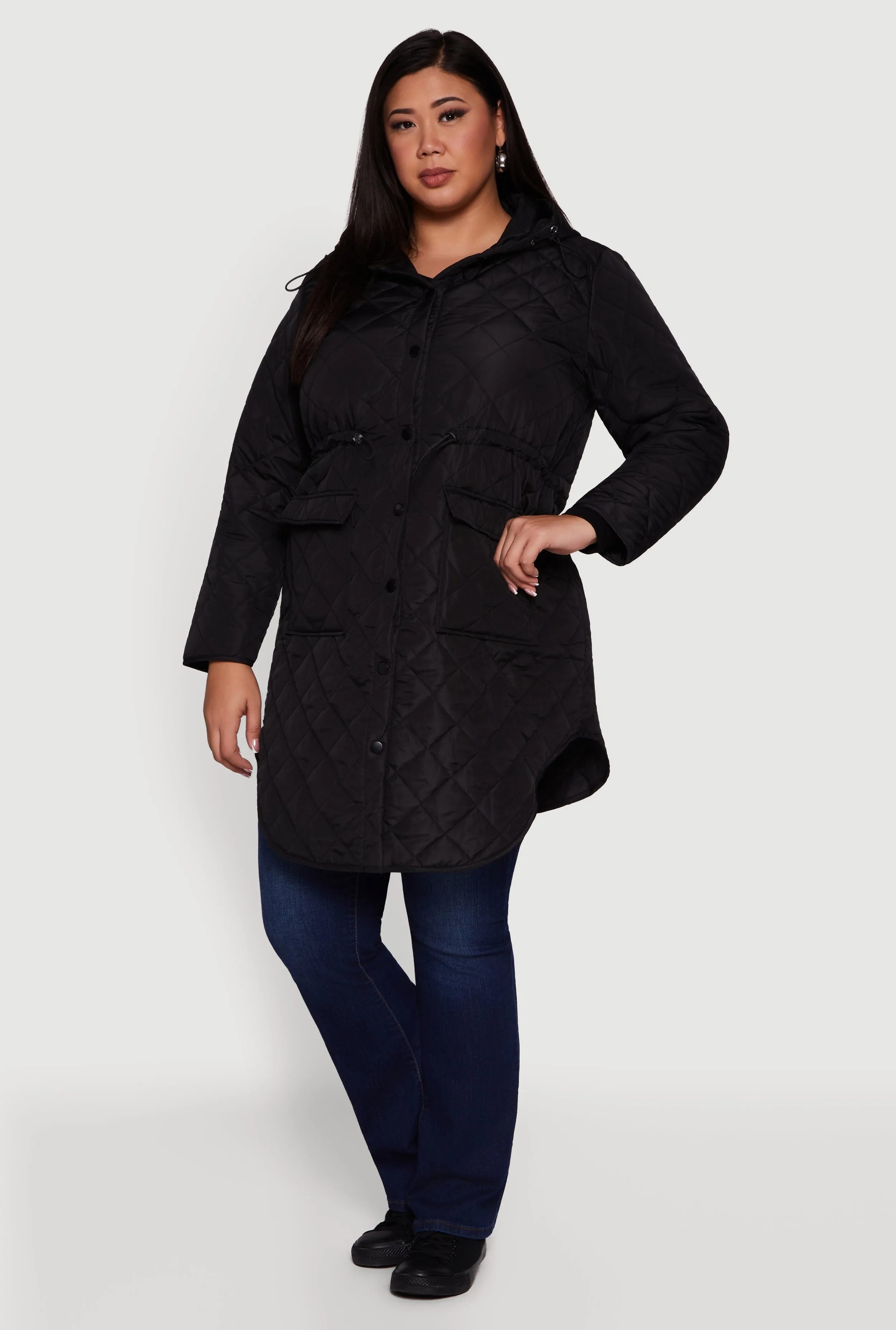 Plus Size Hooded Snap Button Front Quilted Anorak Jacket sold by Rainbow product image thumbnail 2