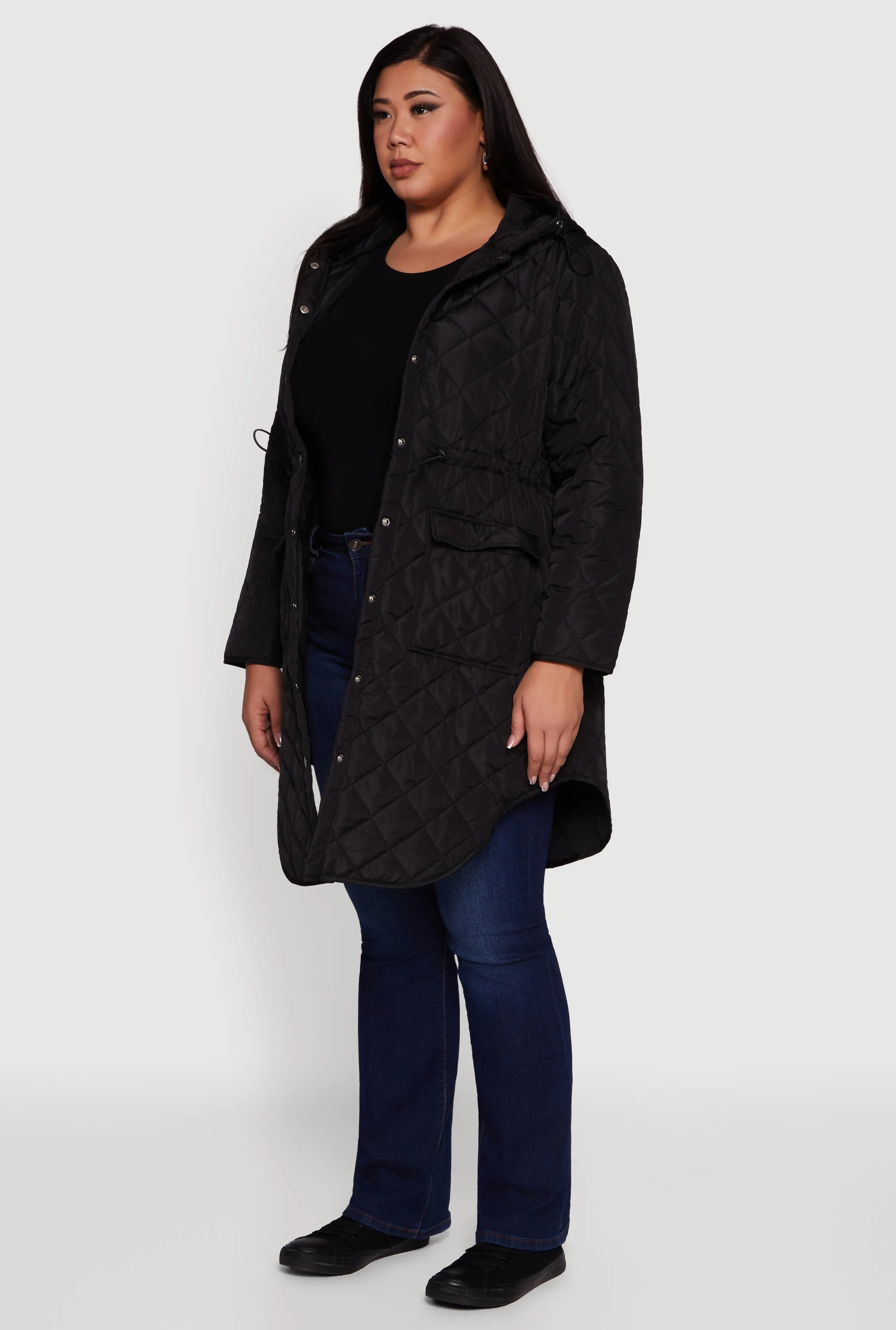 Plus Size Hooded Snap Button Front Quilted Anorak Jacket sold by Rainbow product image thumbnail 3