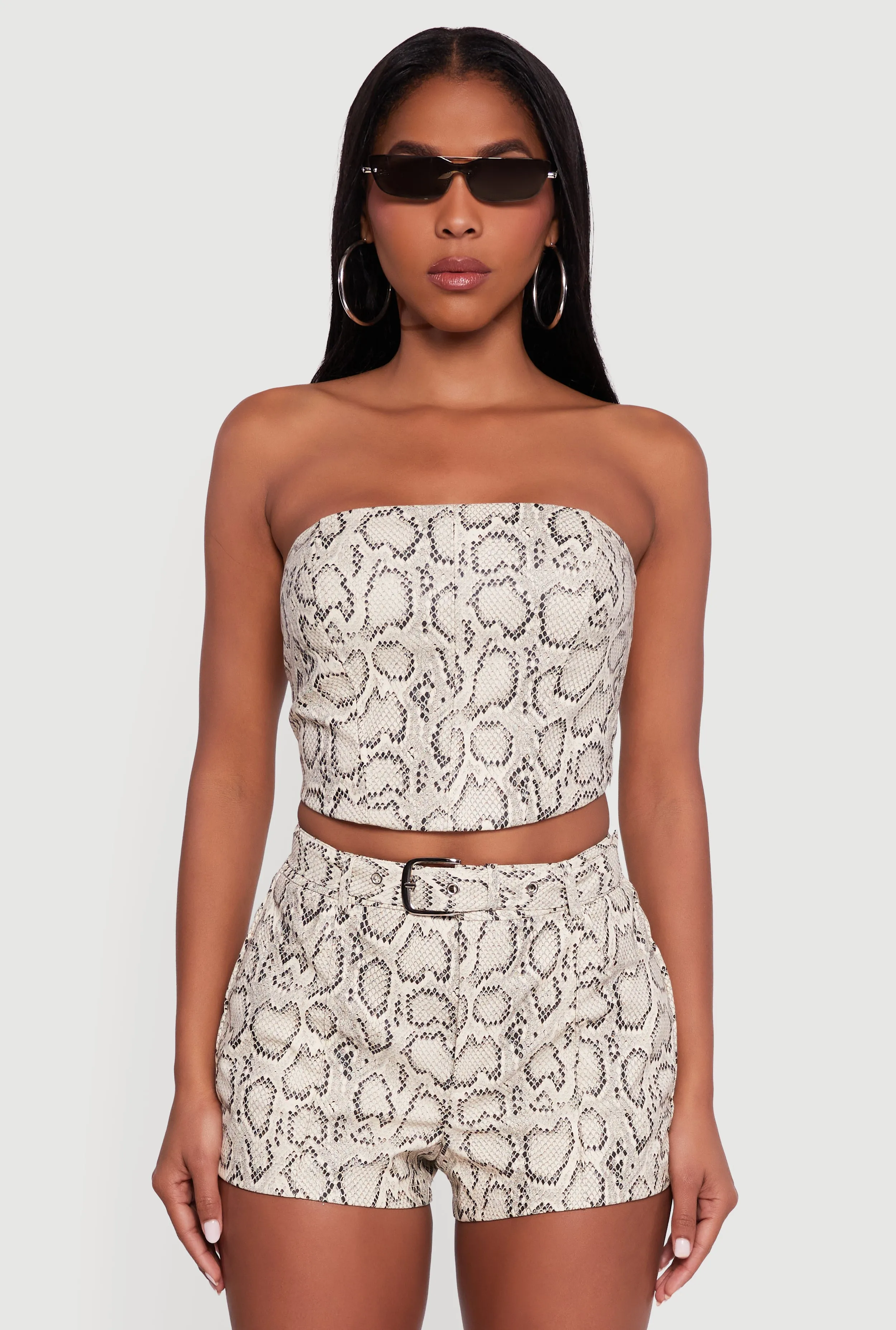 Animal Print Smocked Back Corset Top sold by Rainbow