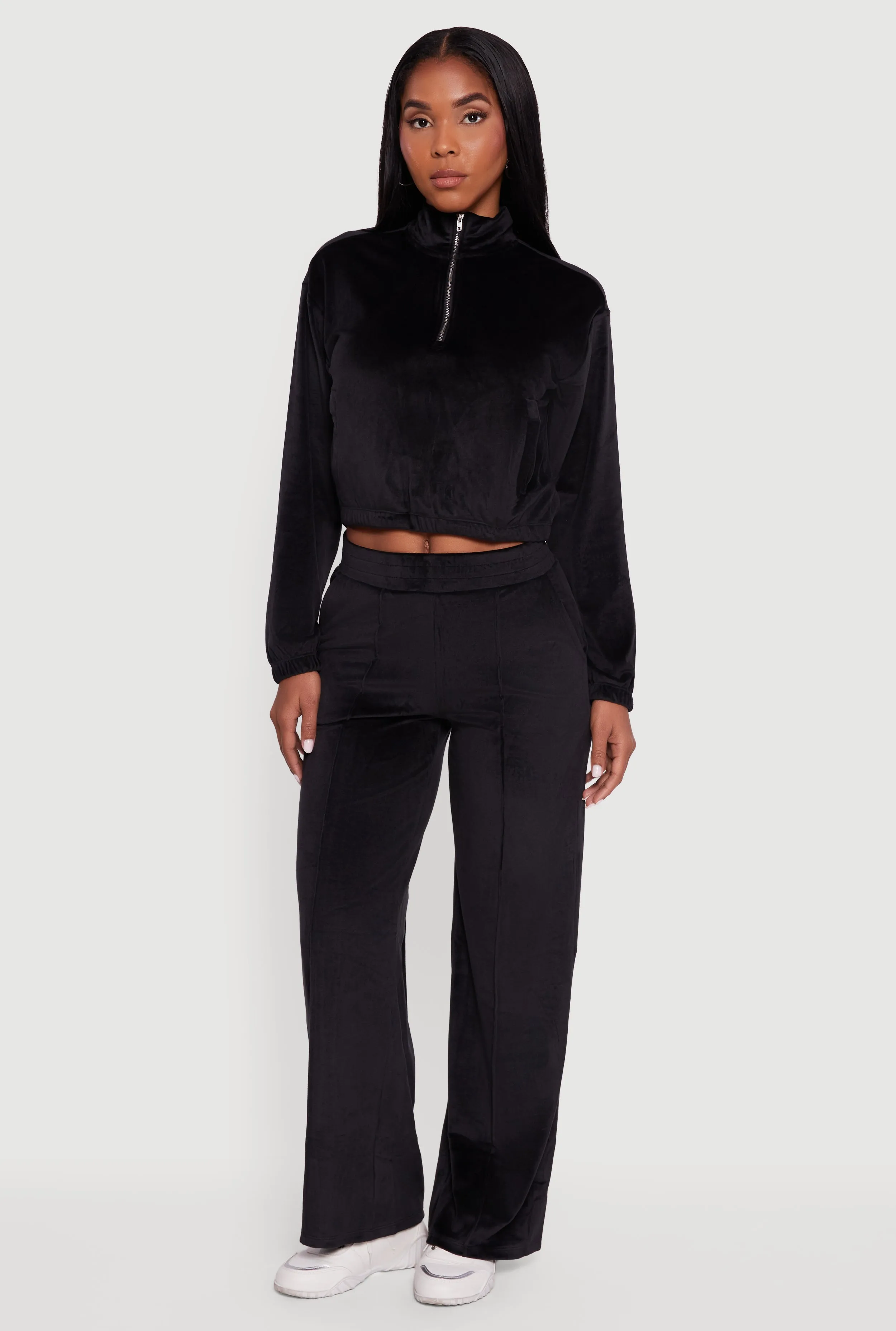 Velour Half Zip Cropped Pullover Sweater sold by Rainbow product image thumbnail 2