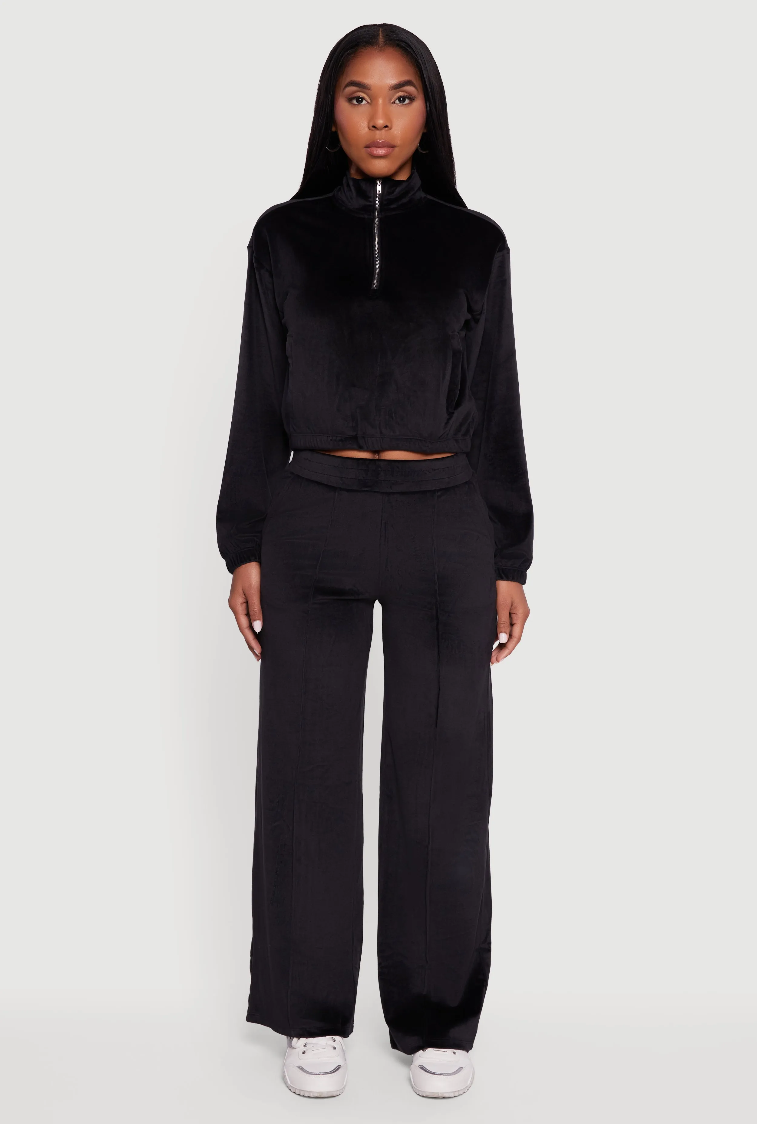 Velour Half Zip Cropped Pullover Sweater sold by Rainbow product image thumbnail 3