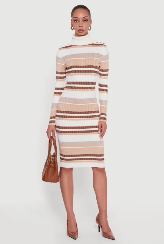Almost Famous Striped Turtleneck Sweater Dress sold by Rainbow