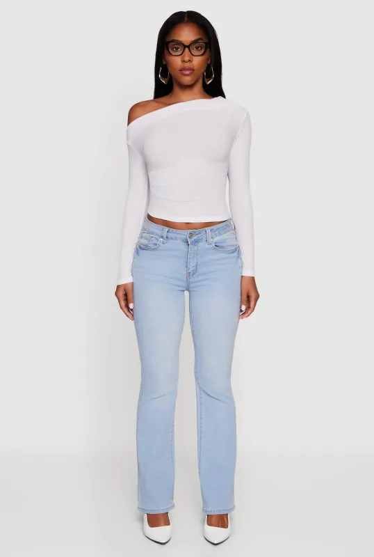 Ribbed Knit Ruched One Shoulder Crop Top sold by Rainbow