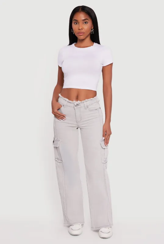 VIP Mineral Wash Frayed Cargo Jeans sold by Rainbow