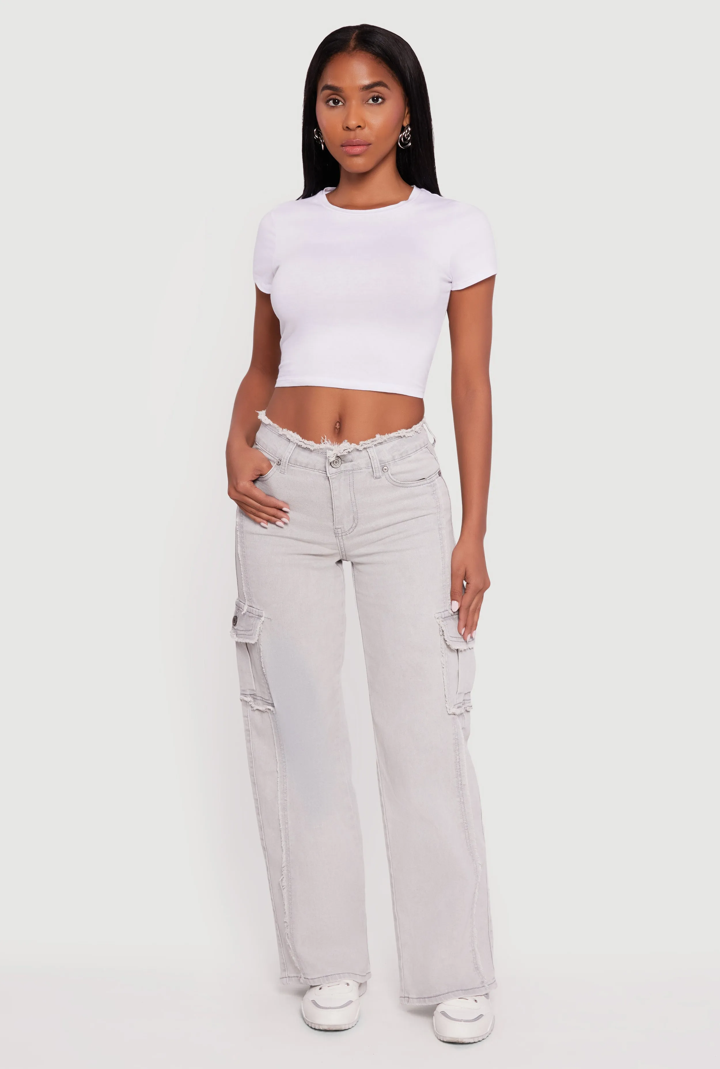 VIP Mineral Wash Frayed Cargo Jeans sold by Rainbow