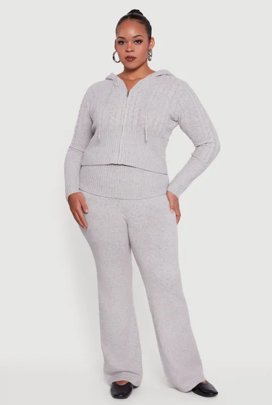 Plus Size Almost Famous Brushed Knit Fold Over Flare Pants sold by Rainbow