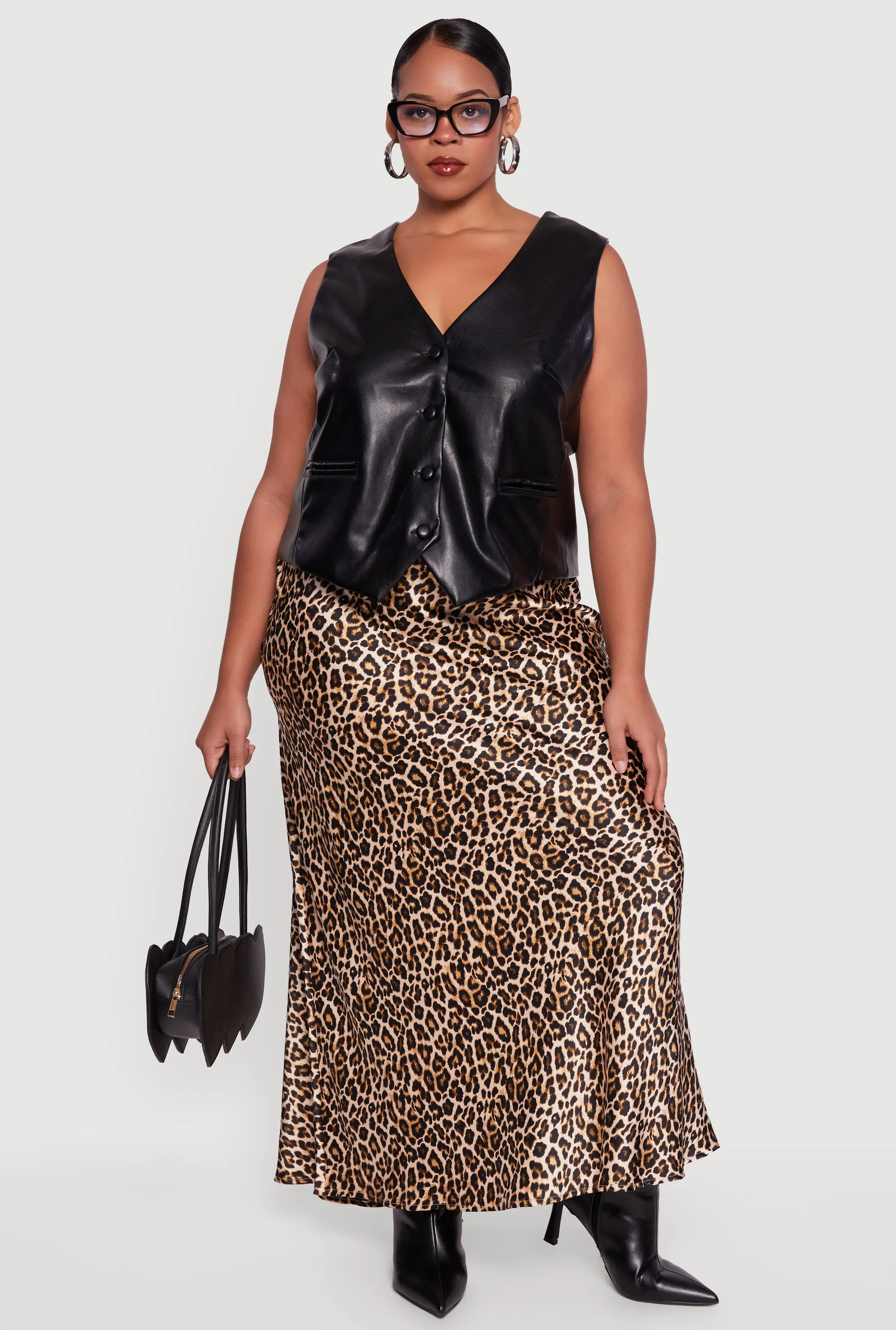 Plus Size Faux Leather Button Front Vest sold by Rainbow product image thumbnail 2
