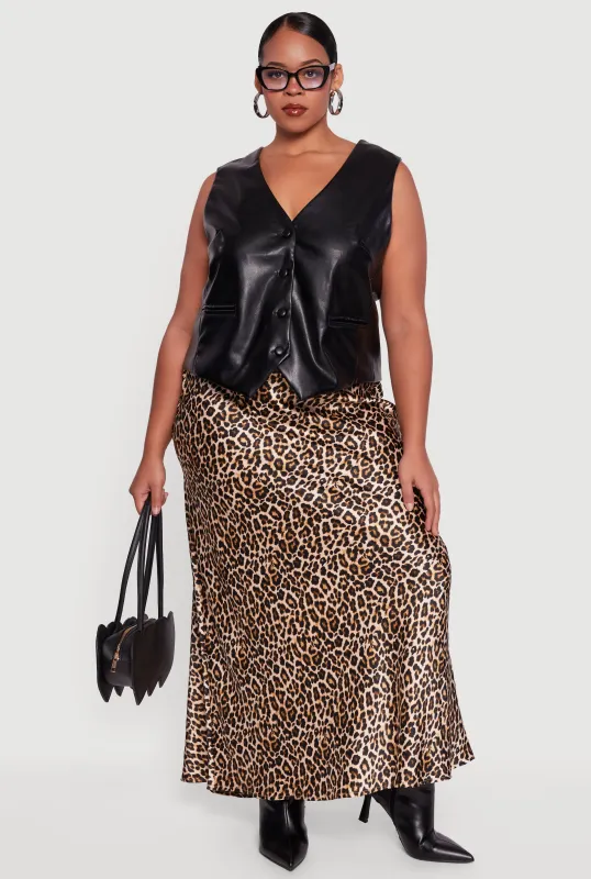 Plus Size Faux Leather Button Front Vest sold by Rainbow