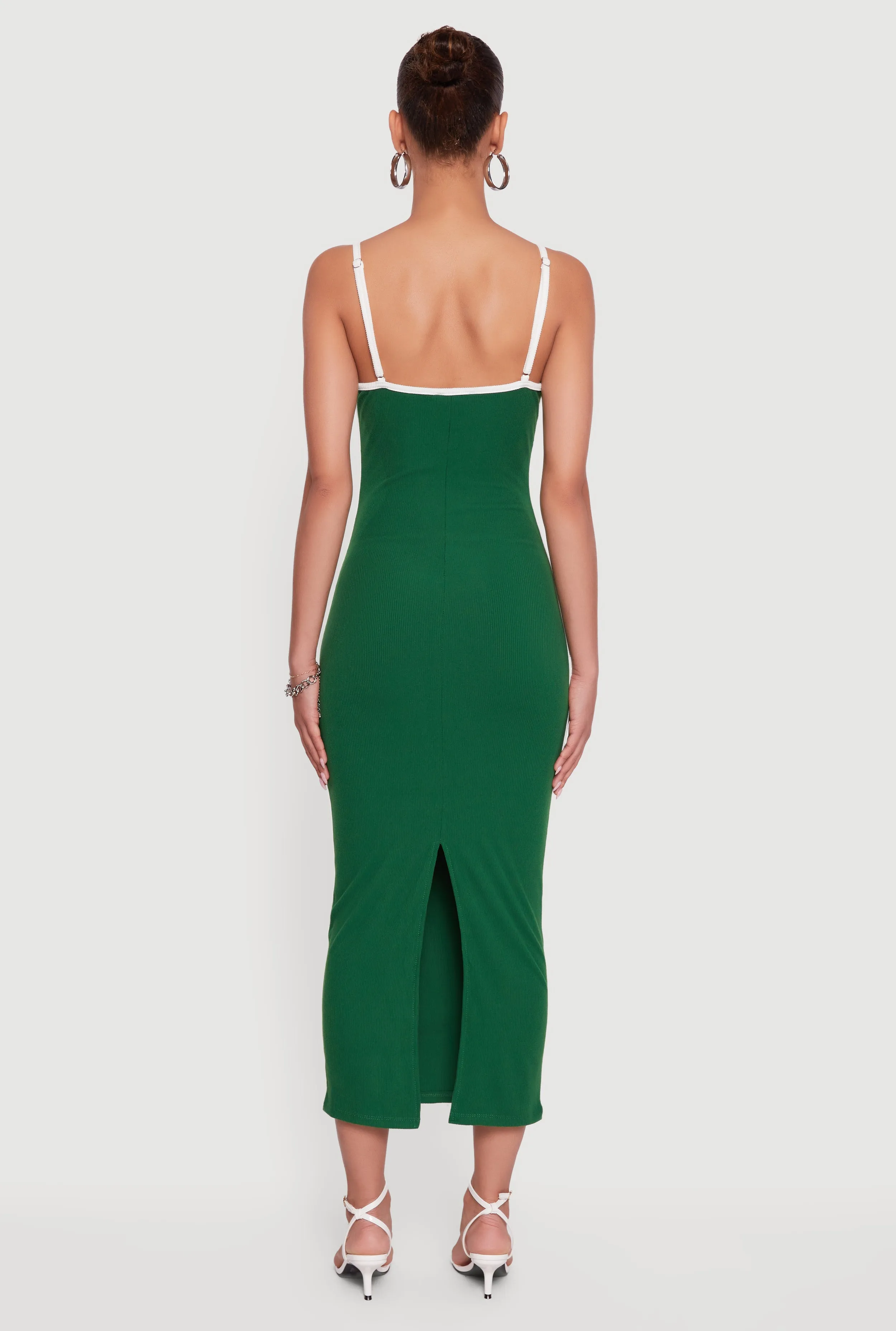 Contrast Trim Square Neck Slit Back Maxi Dress sold by Rainbow product image thumbnail 5