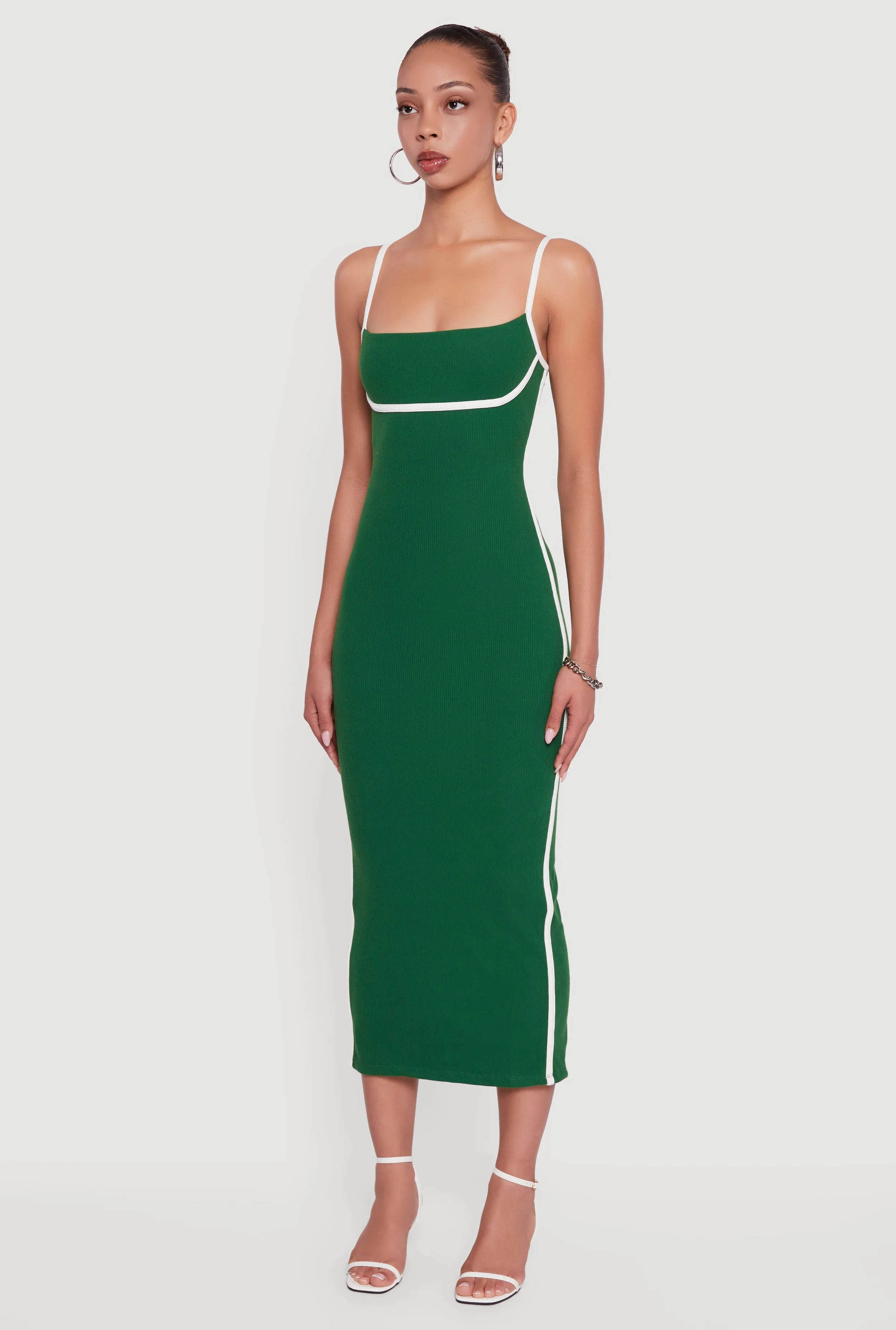 Contrast Trim Square Neck Slit Back Maxi Dress sold by Rainbow product image thumbnail 3