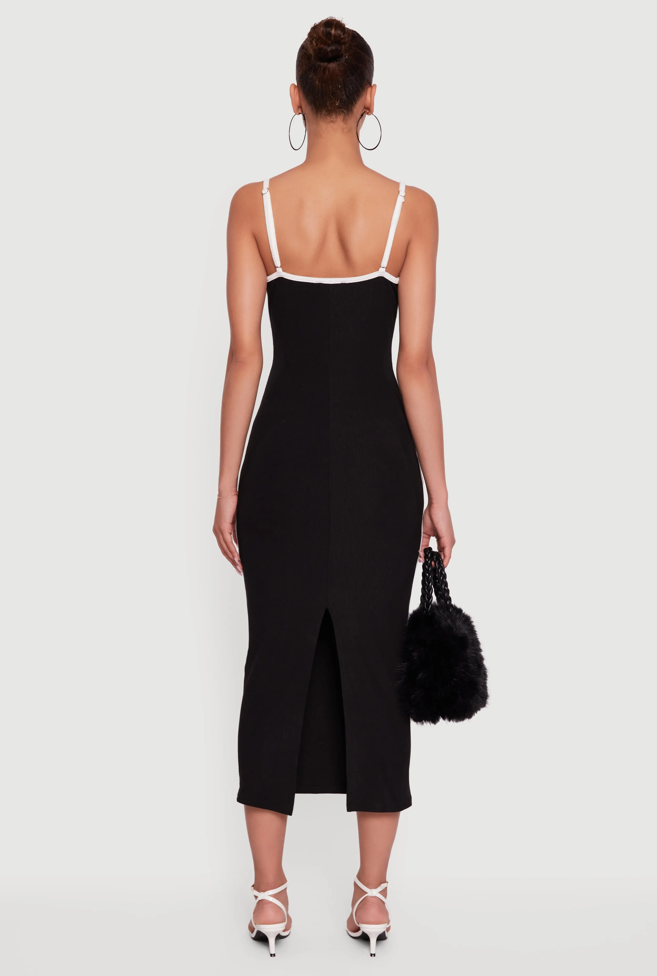 Contrast Trim Square Neck Slit Back Maxi Dress sold by Rainbow product image thumbnail 5