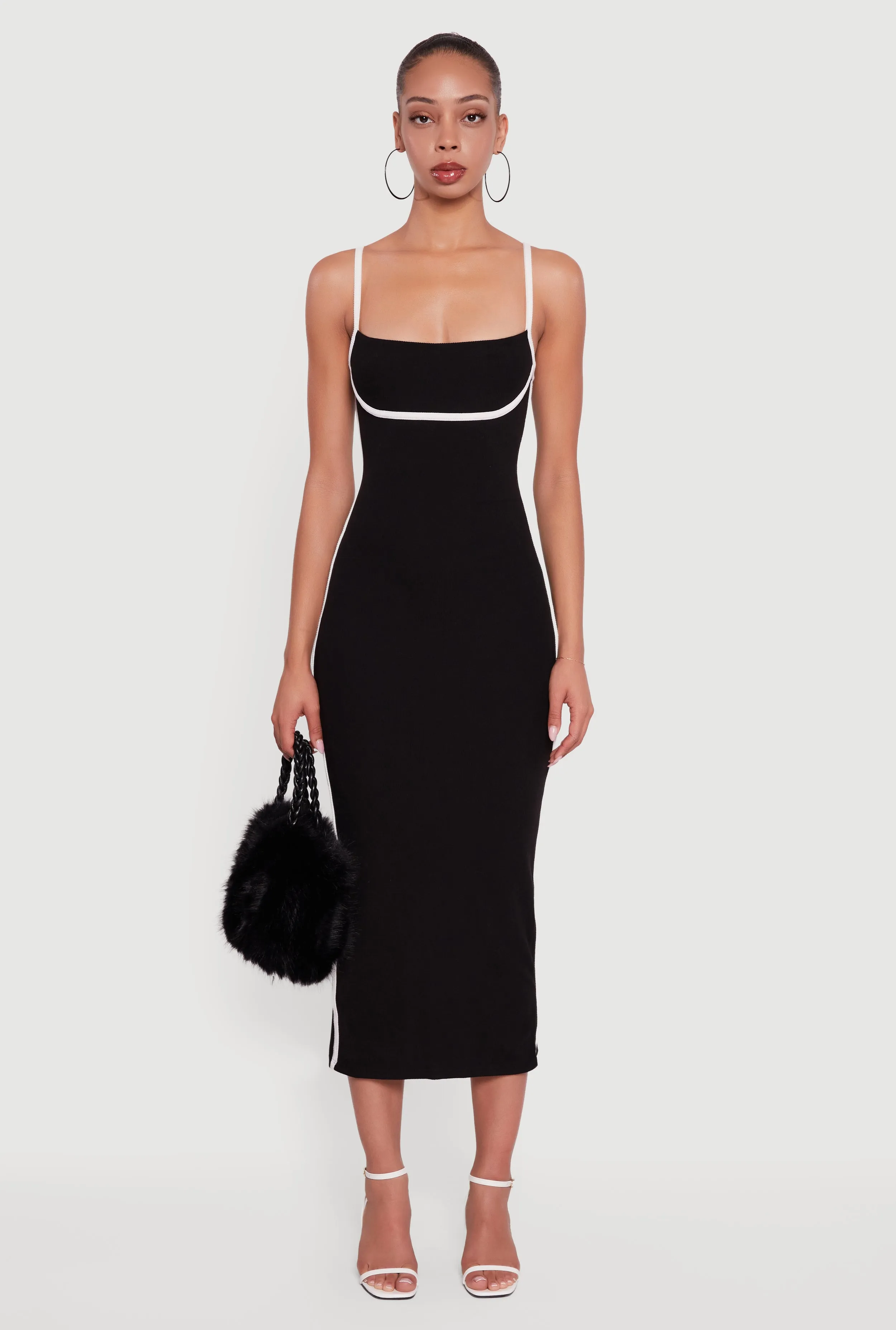 Contrast Trim Square Neck Slit Back Maxi Dress sold by Rainbow product image thumbnail 2