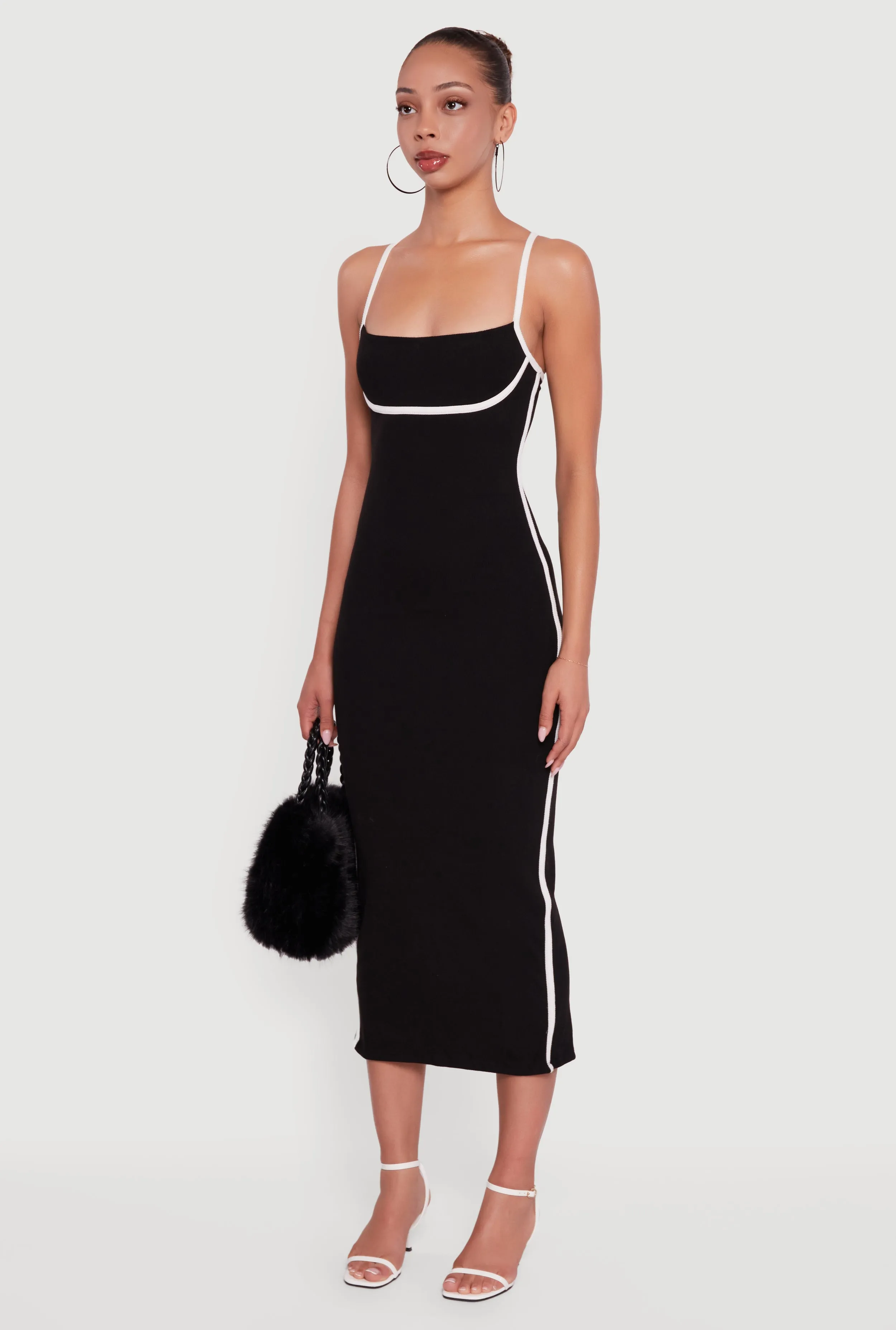 Contrast Trim Square Neck Slit Back Maxi Dress sold by Rainbow product image thumbnail 3