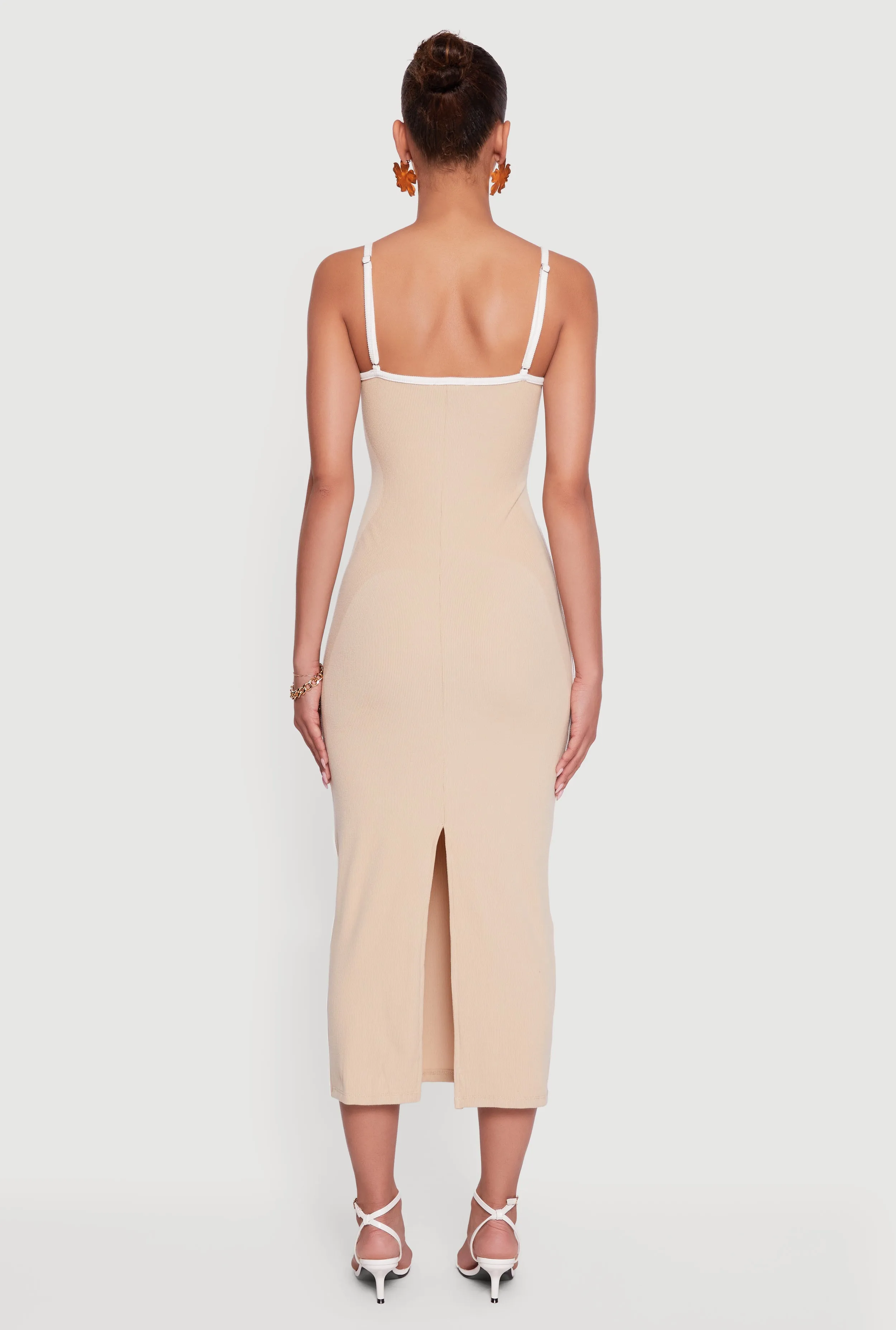 Contrast Trim Square Neck Slit Back Maxi Dress sold by Rainbow product image thumbnail 5