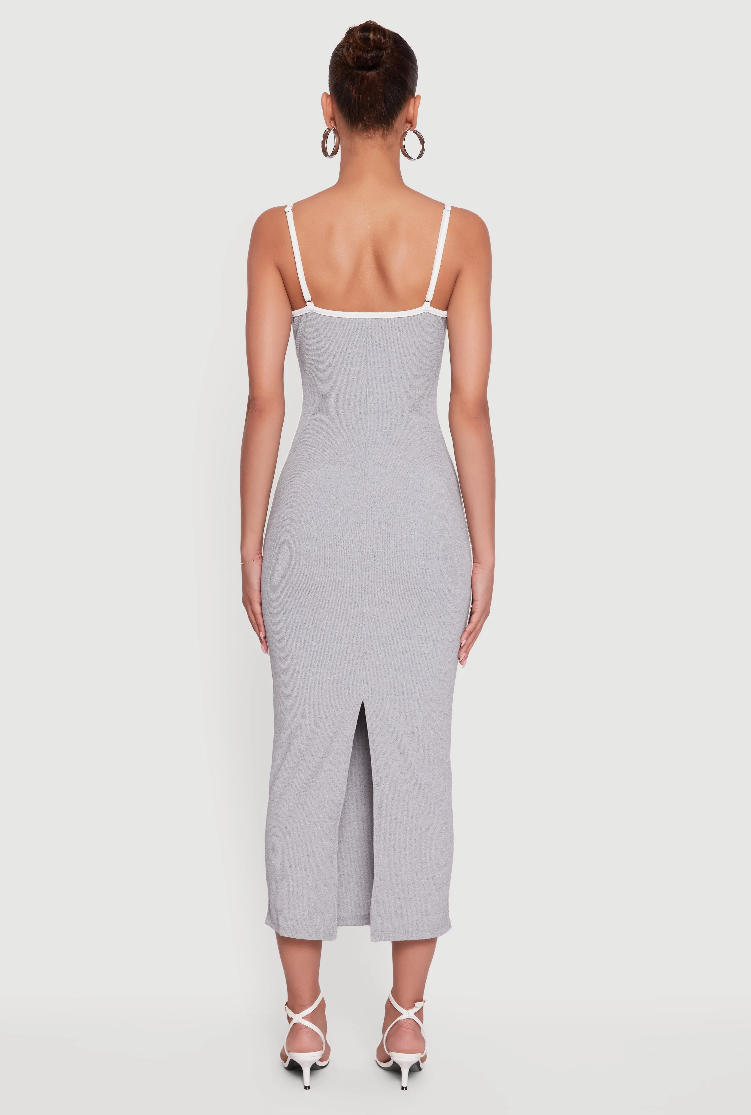 Contrast Trim Square Neck Slit Back Maxi Dress sold by Rainbow product image thumbnail 5