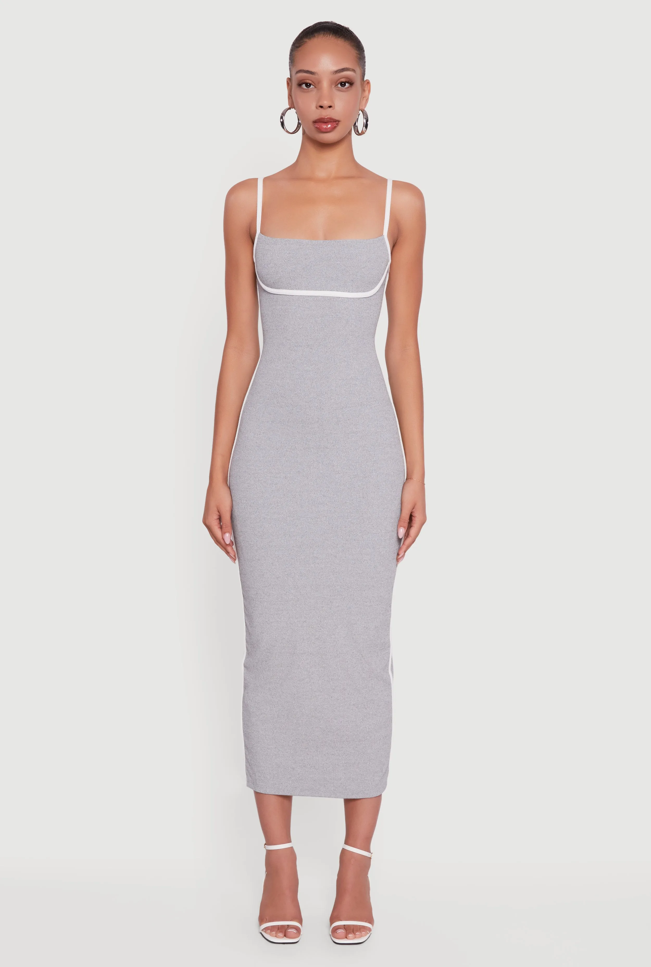 Contrast Trim Square Neck Slit Back Maxi Dress sold by Rainbow product image thumbnail 2