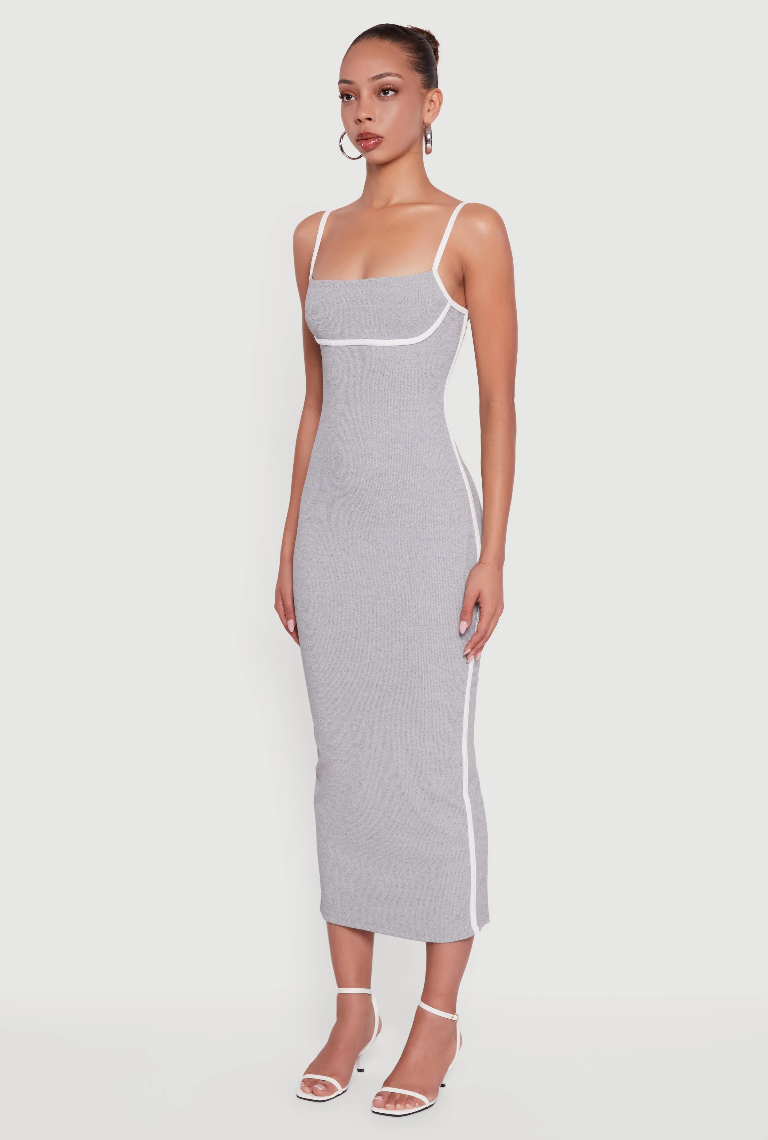 Contrast Trim Square Neck Slit Back Maxi Dress sold by Rainbow product image thumbnail 3