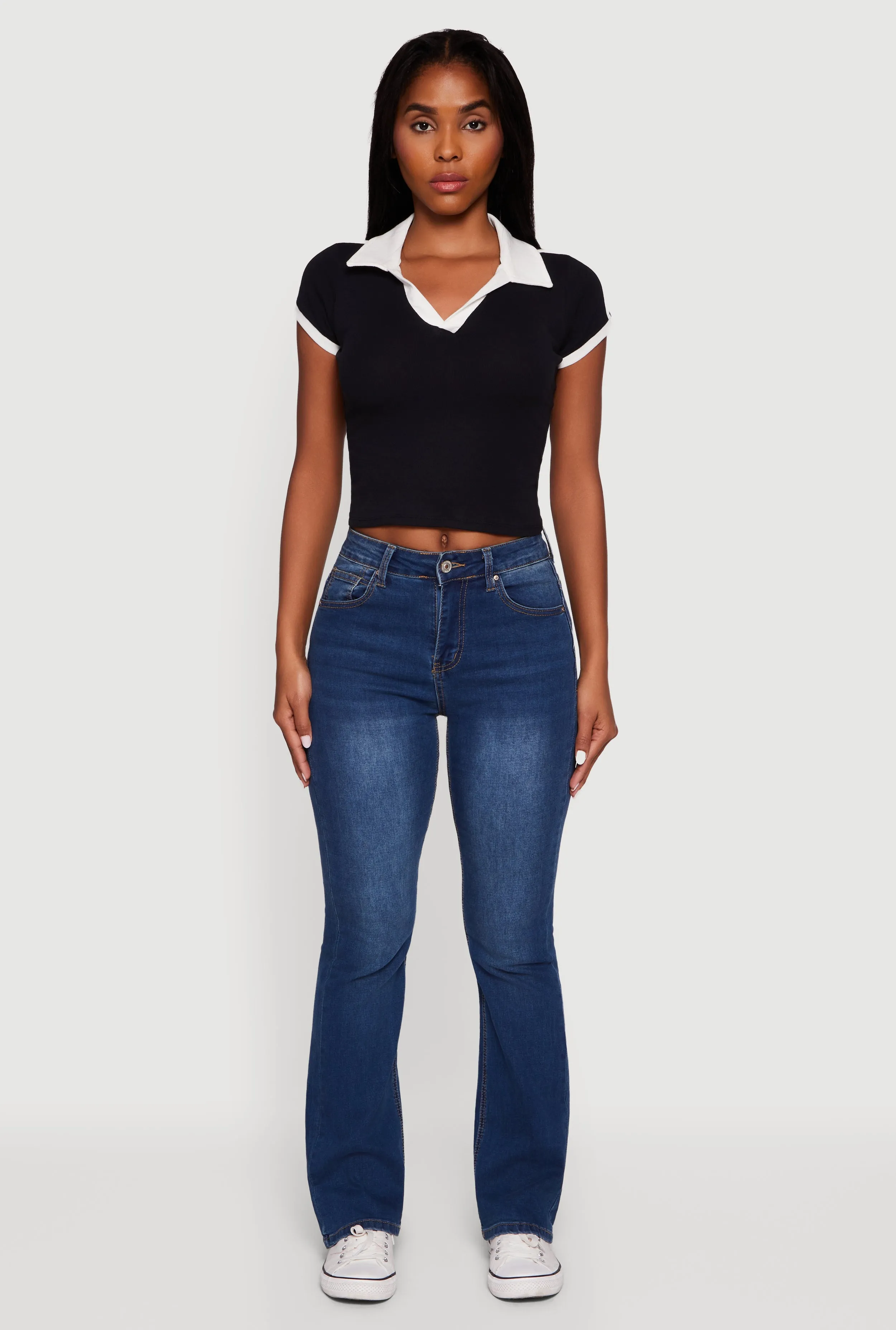 Contrast Trim Cropped Polo Top sold by Rainbow product image thumbnail 3
