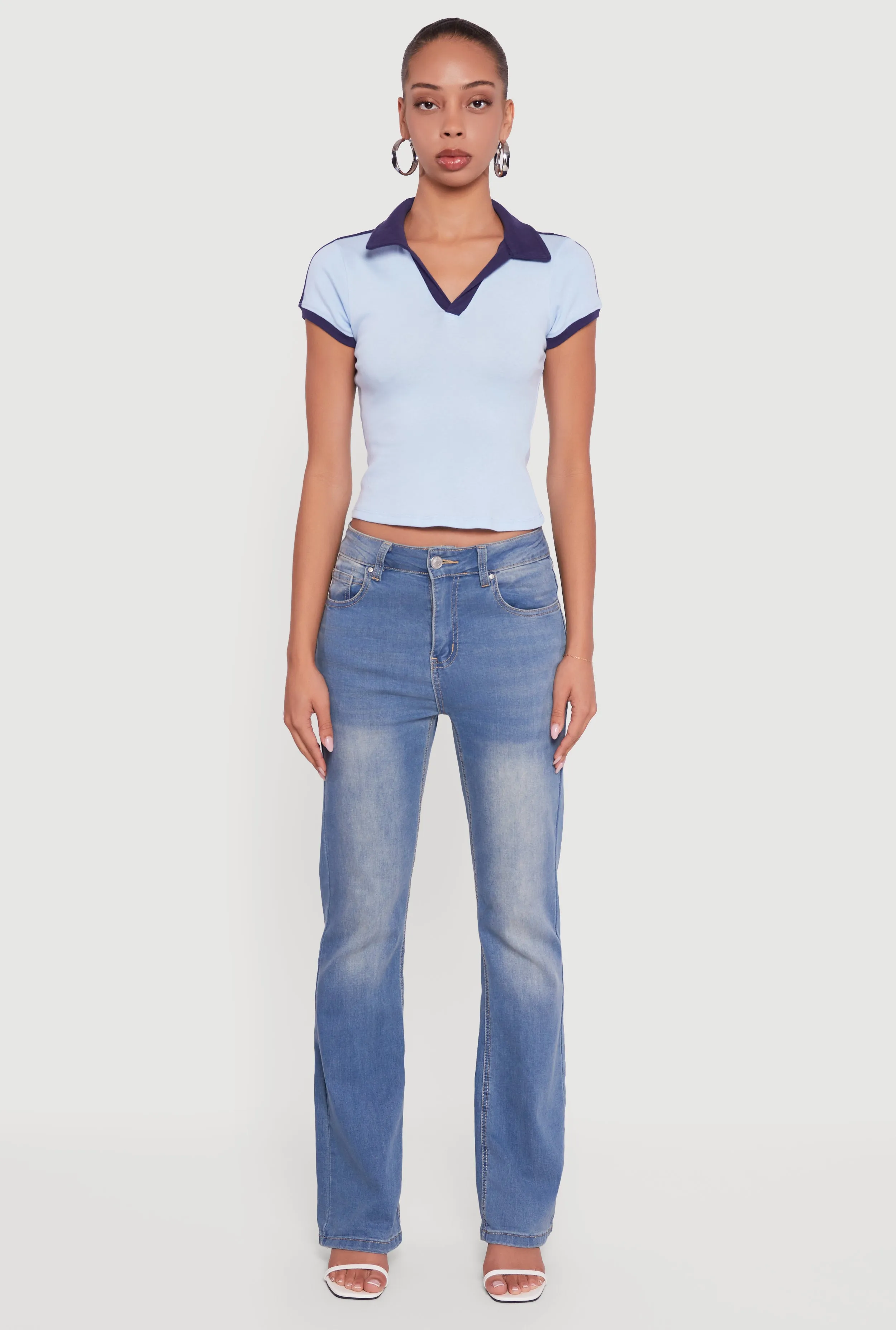 Contrast Trim Cropped Polo Top sold by Rainbow product image thumbnail 3