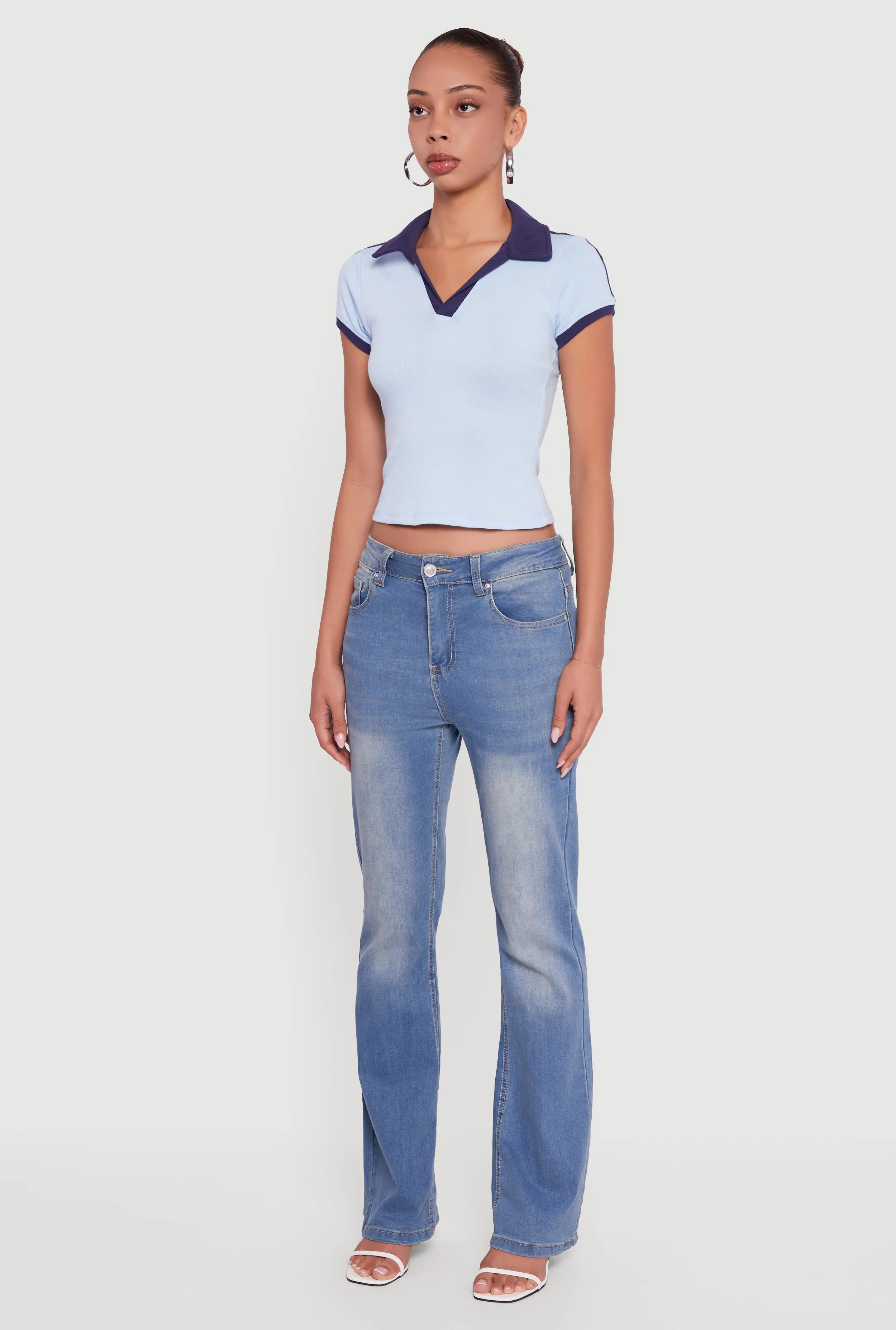 Contrast Trim Cropped Polo Top sold by Rainbow product image thumbnail 5