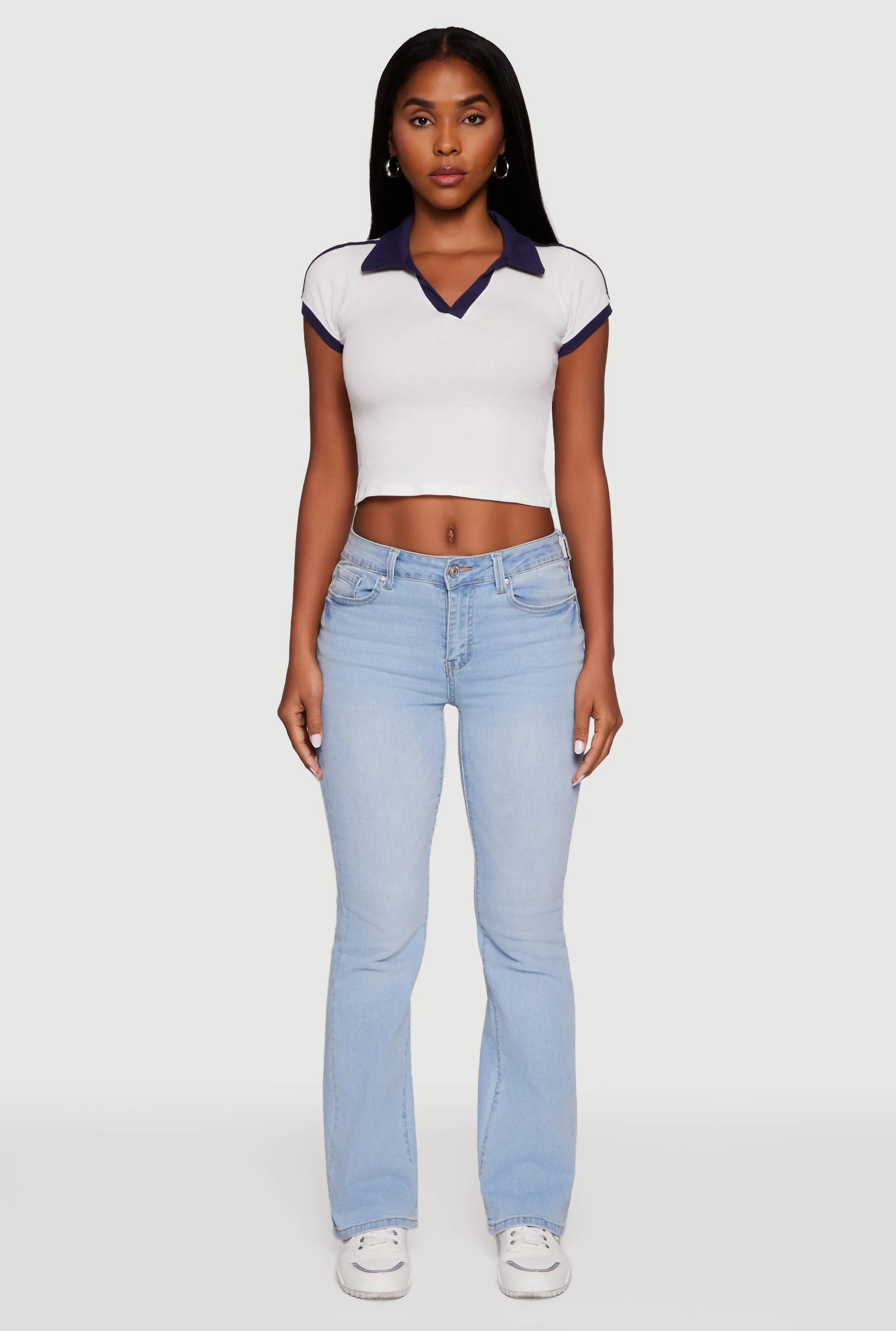 Contrast Trim Cropped Polo Top sold by Rainbow product image thumbnail 3