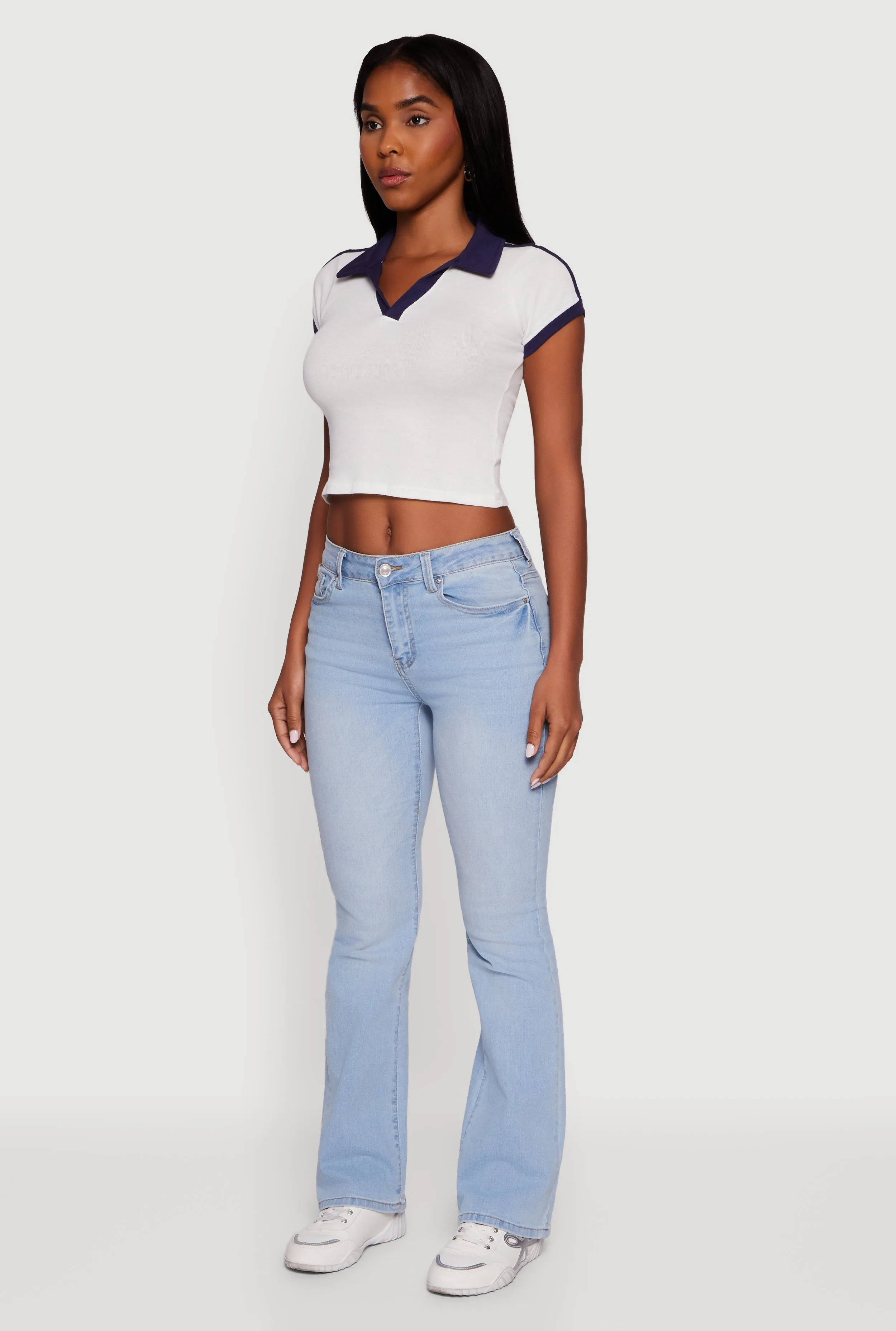 Contrast Trim Cropped Polo Top sold by Rainbow product image thumbnail 5