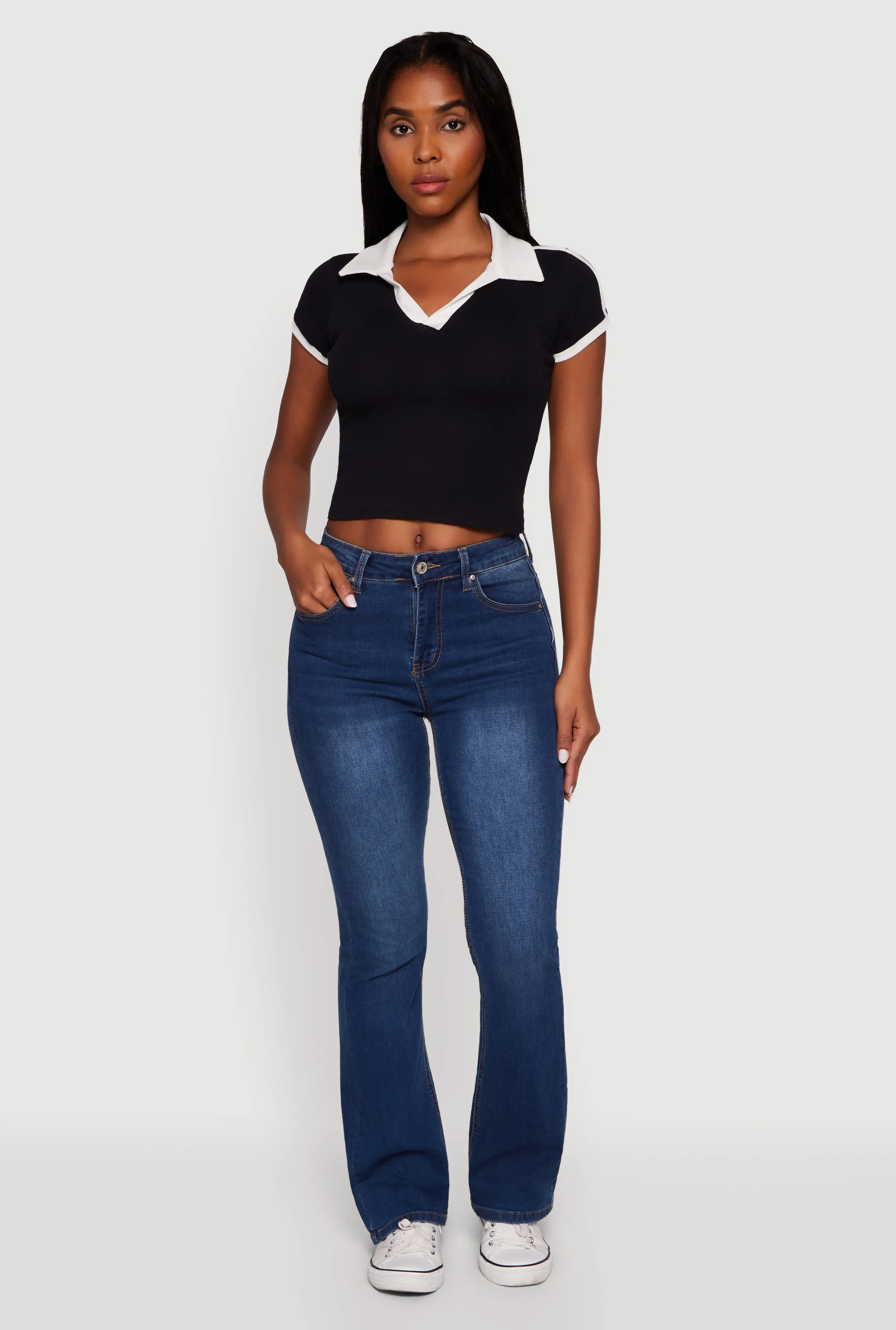 Contrast Trim Cropped Polo Top sold by Rainbow product image thumbnail 3