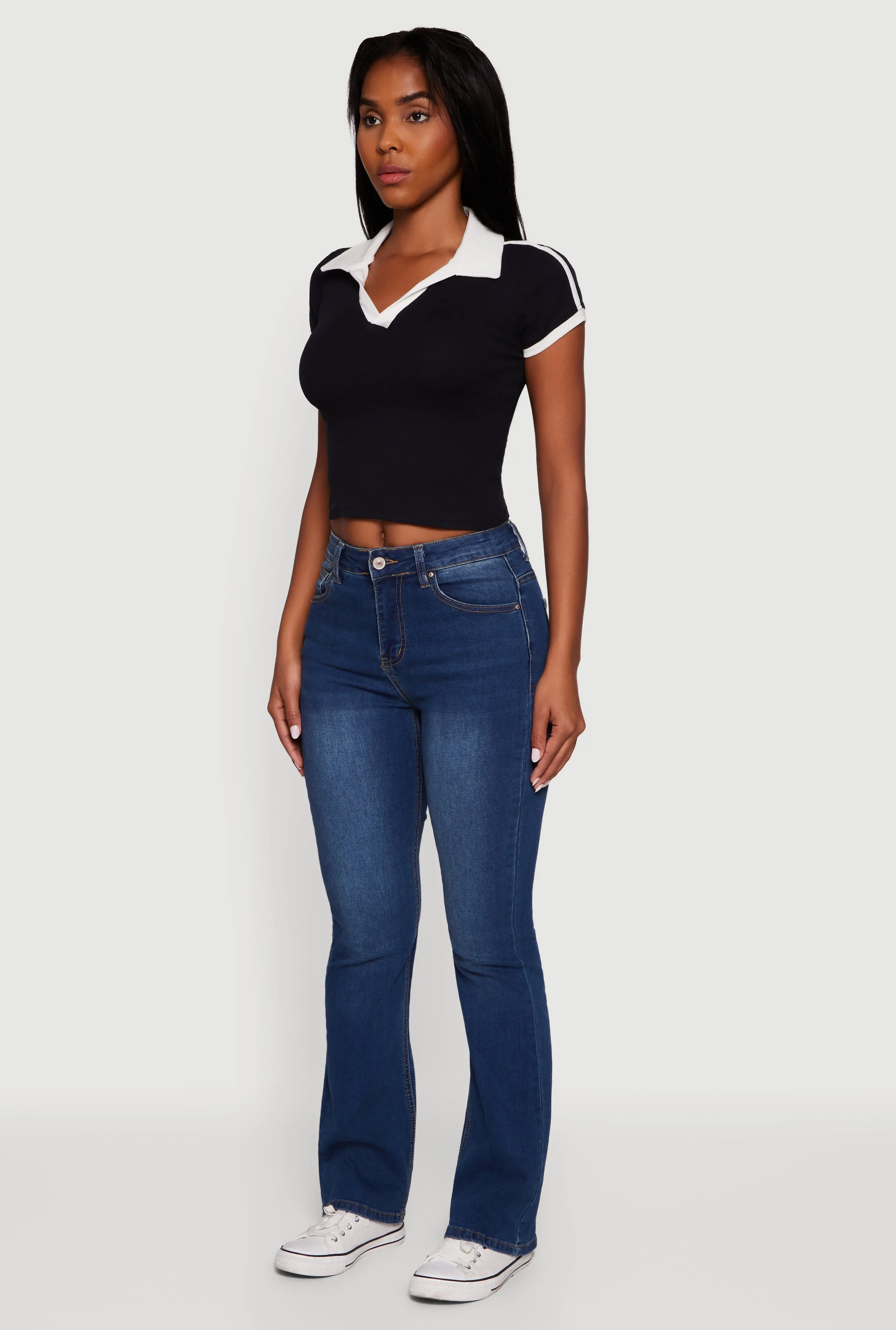 Contrast Trim Cropped Polo Top sold by Rainbow product image thumbnail 5
