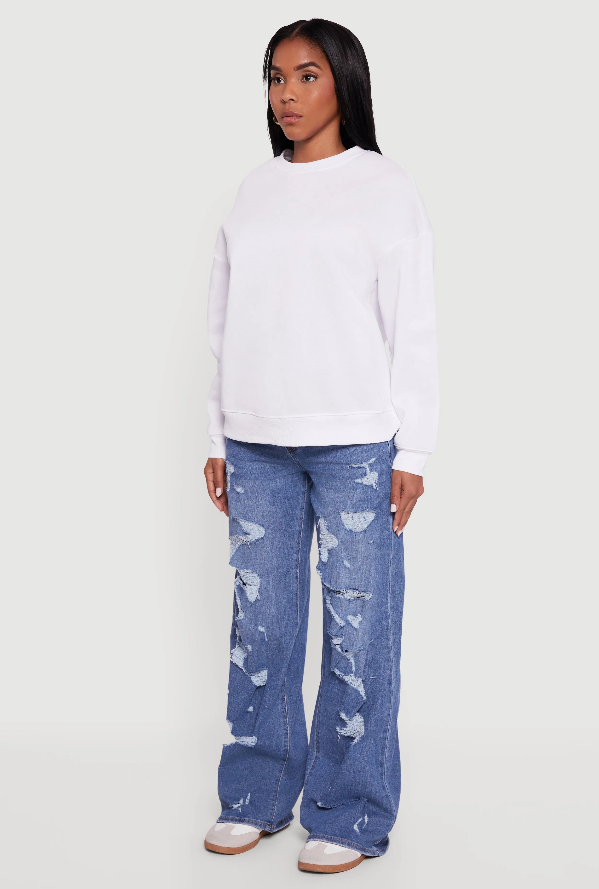 Fleece Lined Drop Shoulder Crew Neck Sweatshirt sold by Rainbow product image thumbnail 5