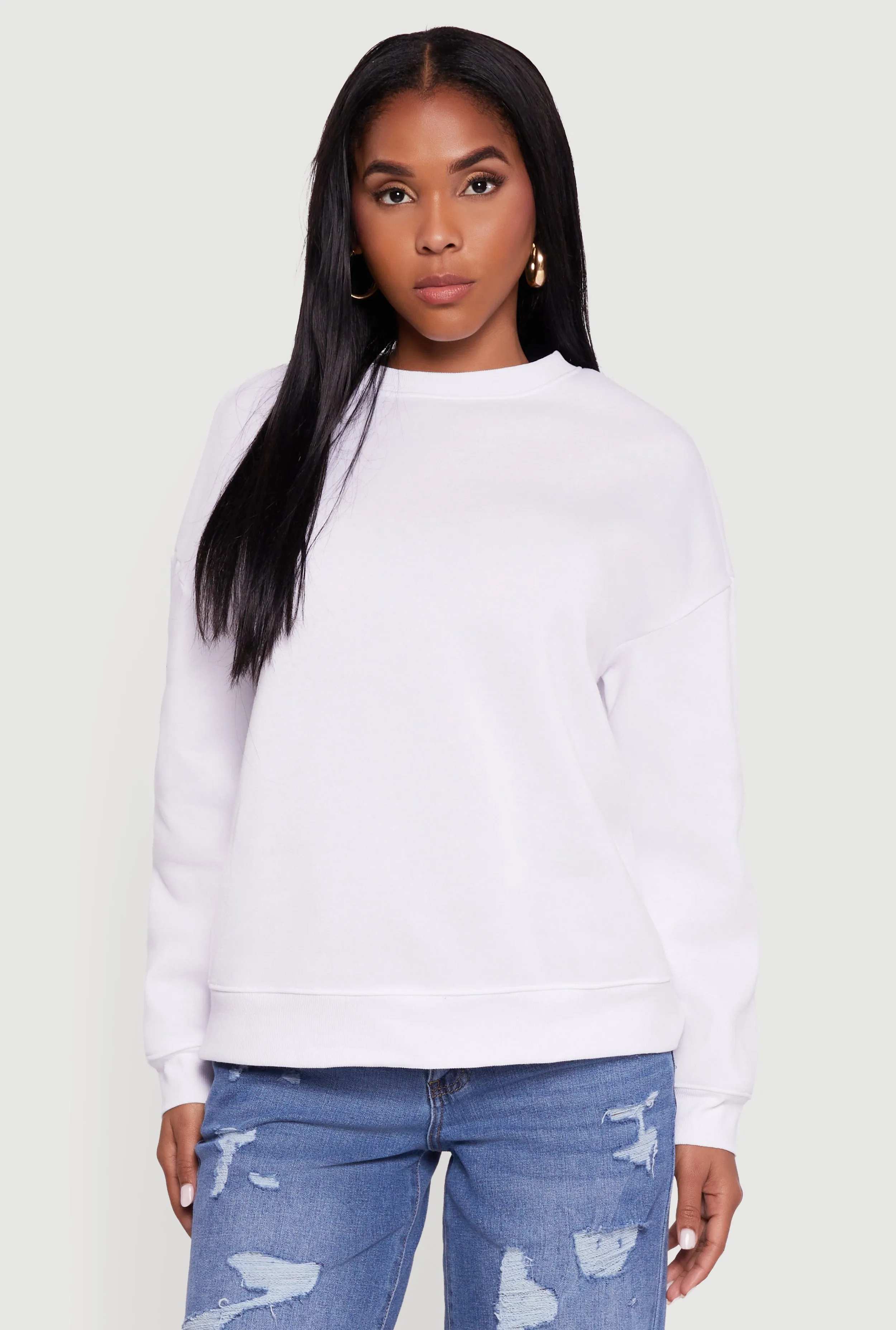 Fleece Lined Drop Shoulder Crew Neck Sweatshirt sold by Rainbow product image thumbnail 2