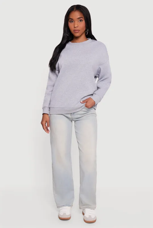 Fleece Lined Drop Shoulder Crew Neck Sweatshirt sold by Rainbow
