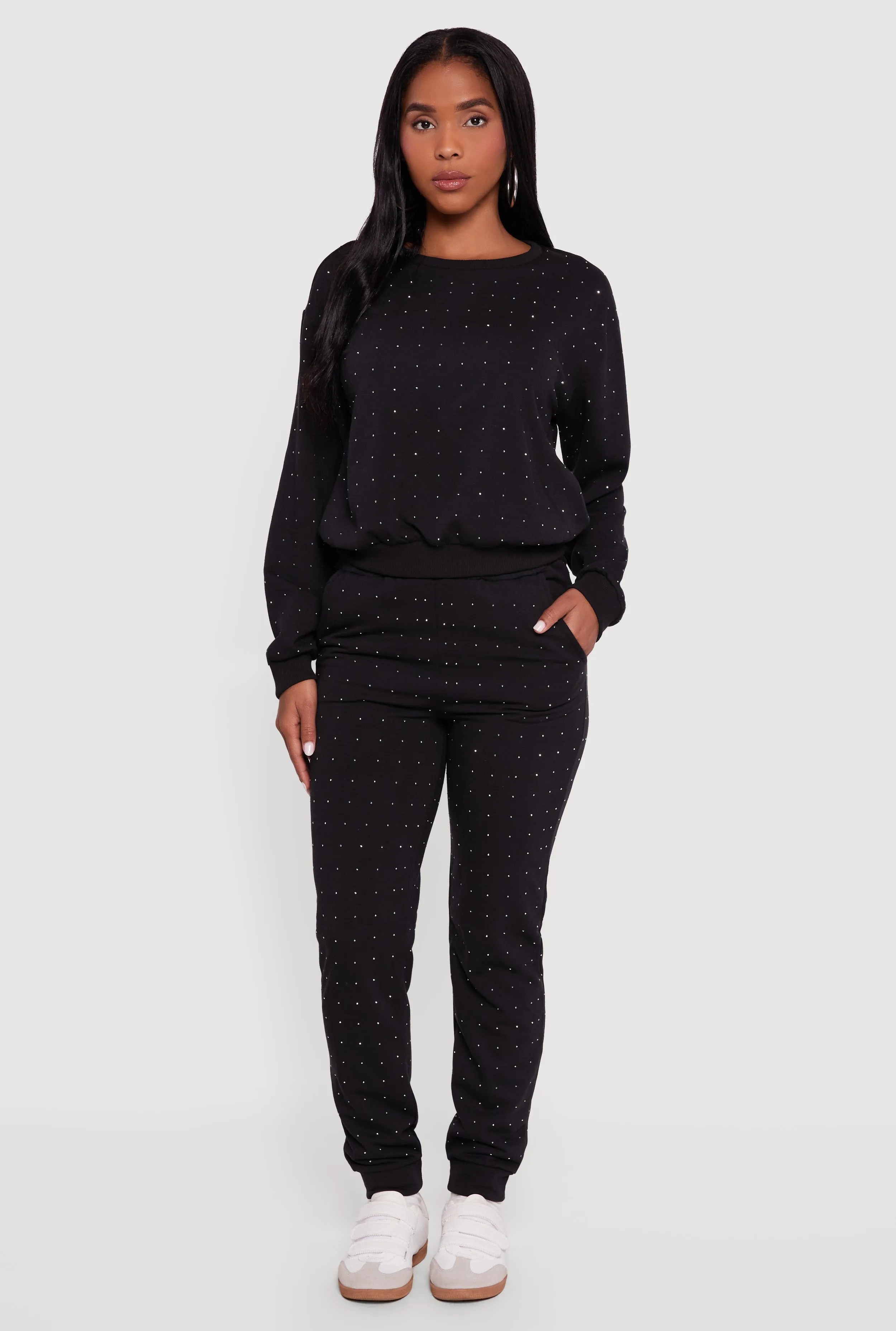 Rhinestone Studded Elastic Waist Joggers sold by Rainbow