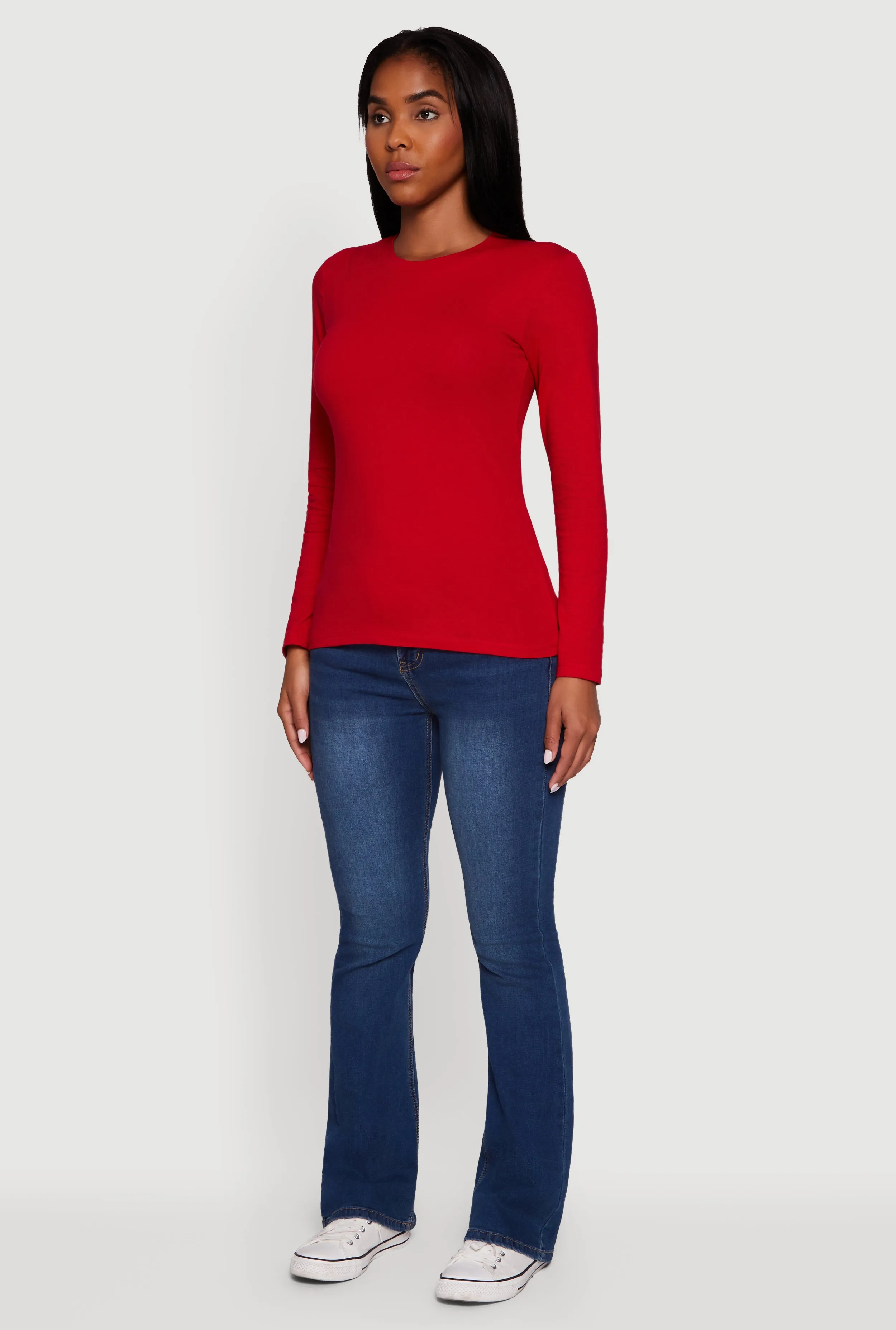 Long Sleeve Basic Crew Neck T-Shirt sold by Rainbow product image thumbnail 5