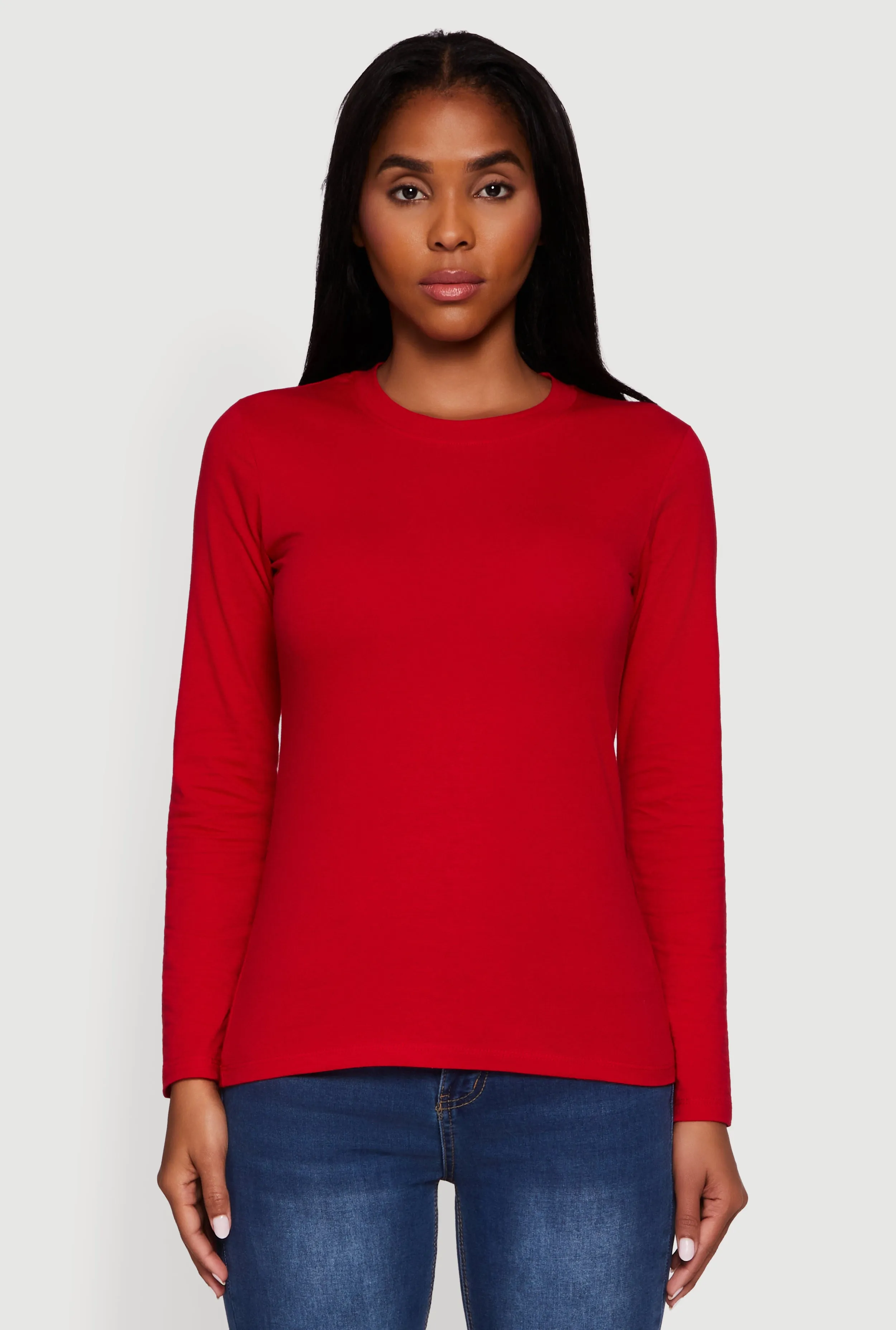 Long Sleeve Basic Crew Neck T-Shirt sold by Rainbow product image thumbnail 2