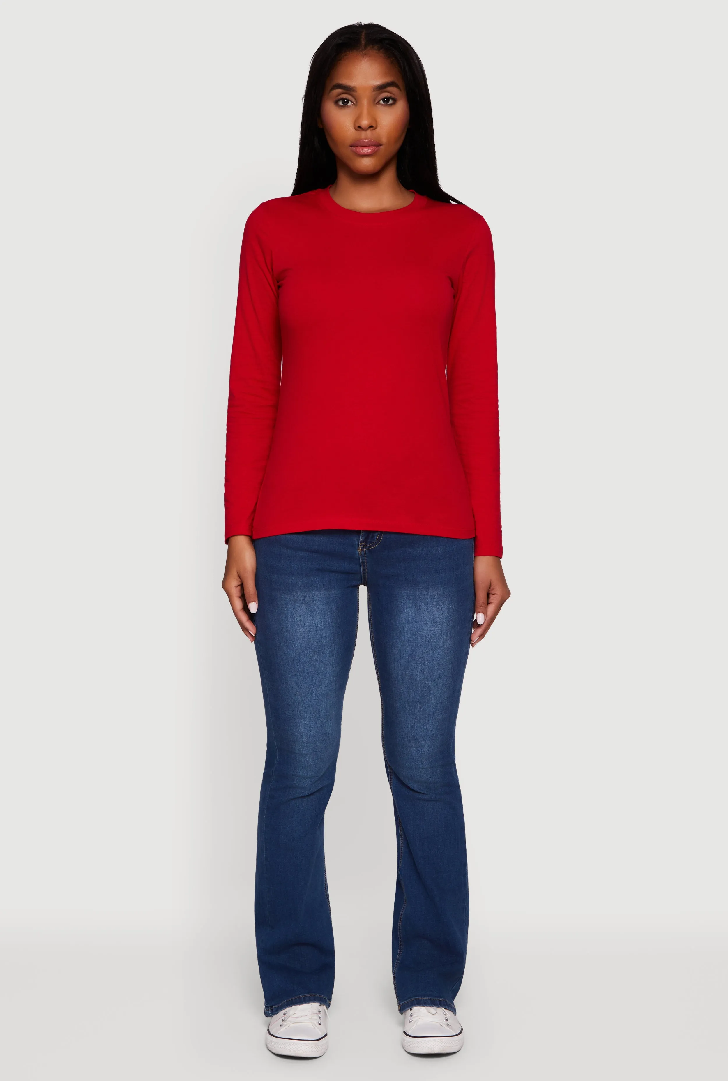 Long Sleeve Basic Crew Neck T-Shirt sold by Rainbow product image thumbnail 3